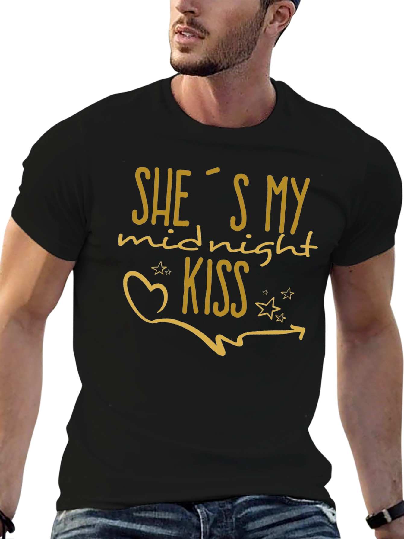 Midnight Kiss Graphic Tee - Black Crew Neck Shirt