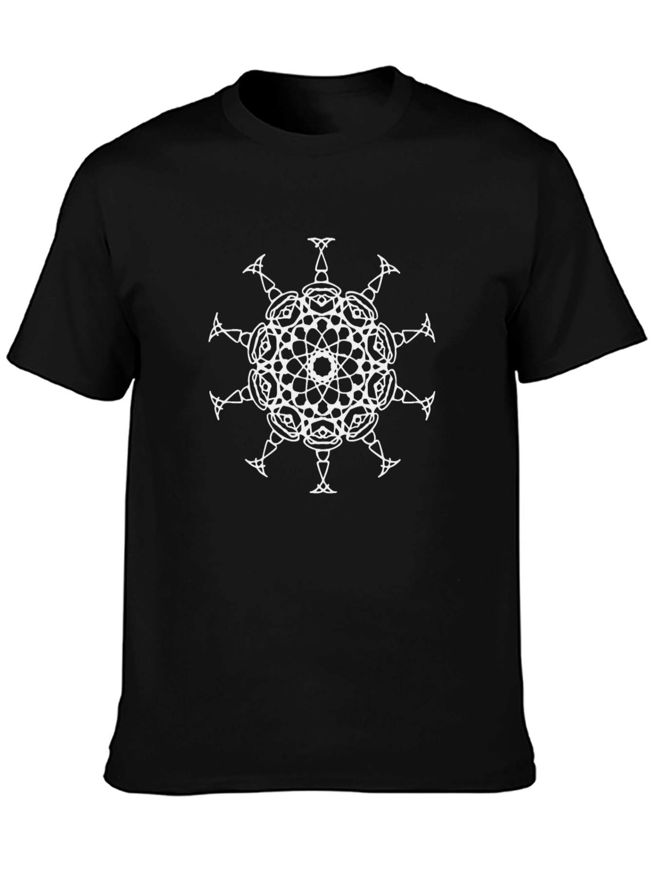 Geometric Mandala Graphic Black T-Shirt