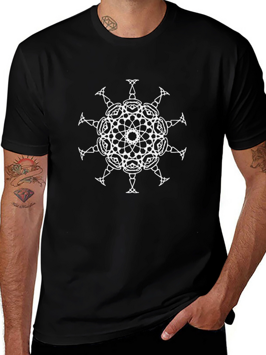 Geometric Mandala Graphic Black T-Shirt