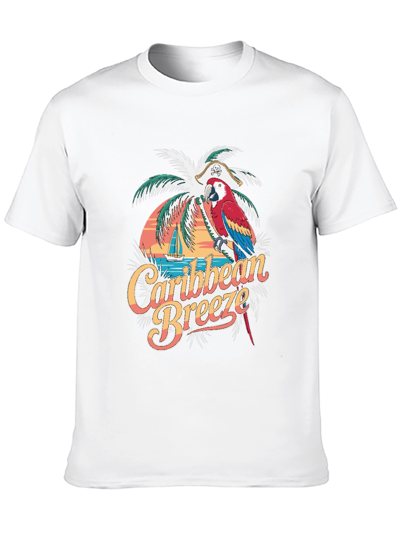 Caribbean Breeze Parrot Pirate Graphic Tee