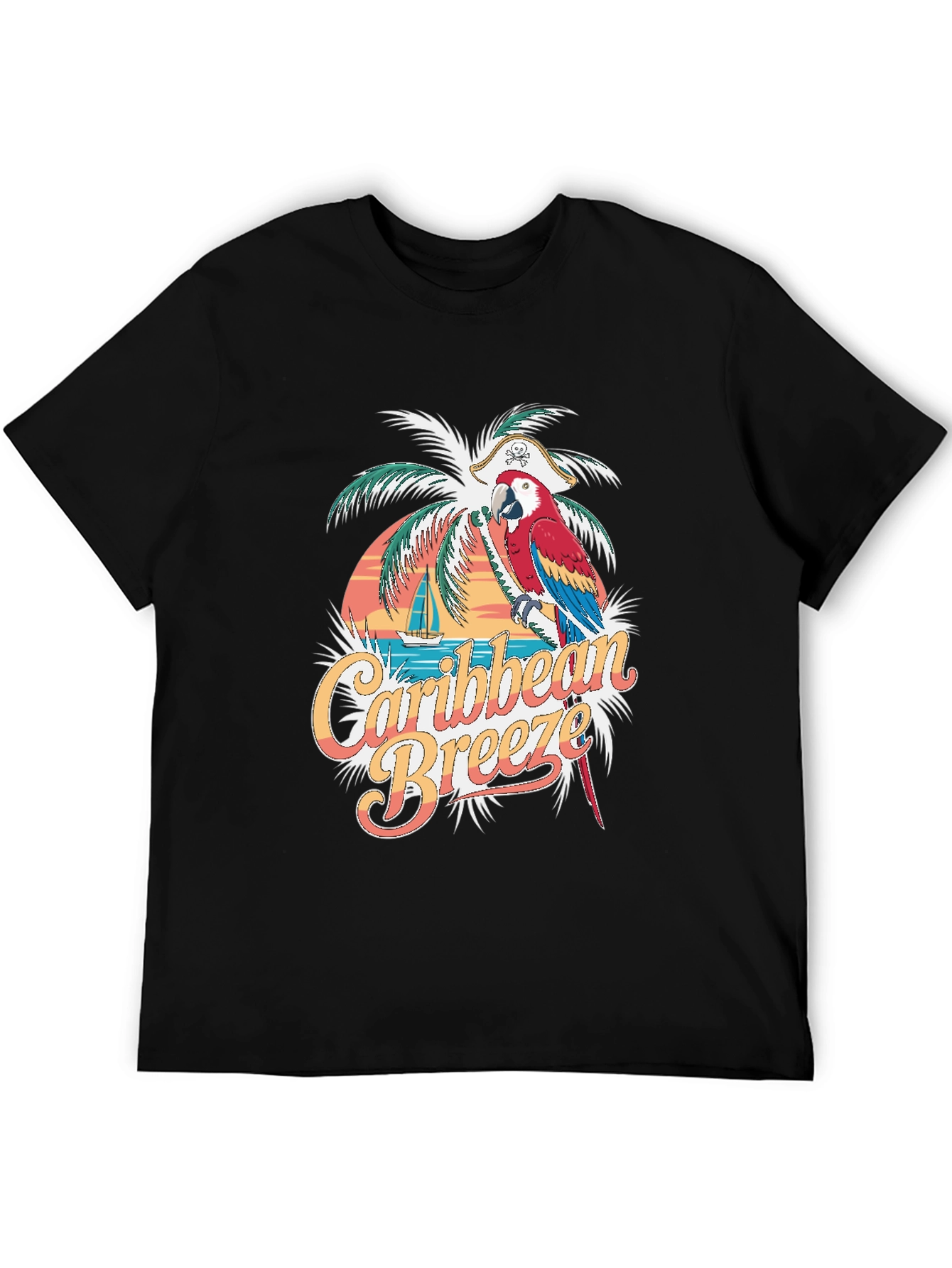 Caribbean Breeze Parrot Pirate Graphic Tee