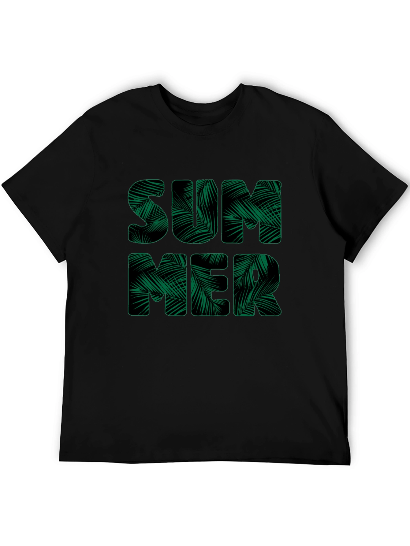 Tropical Summer Print Black T-Shirt