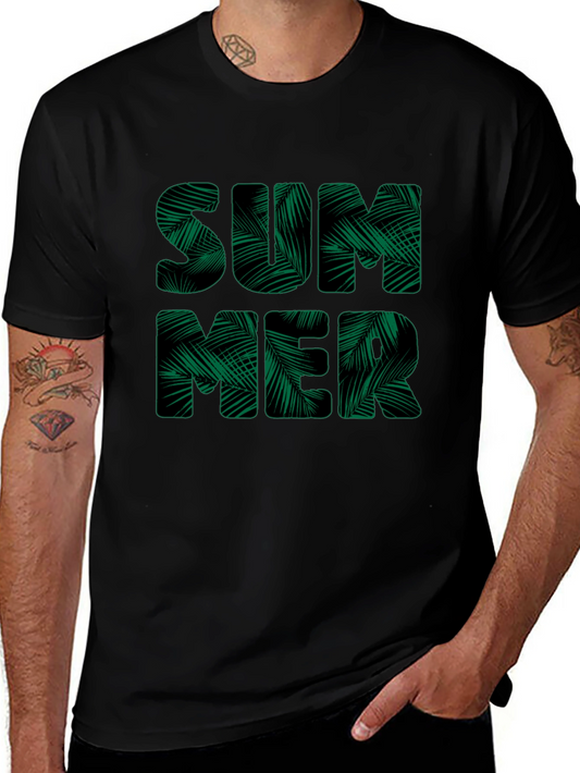 Tropical Summer Print Black T-Shirt