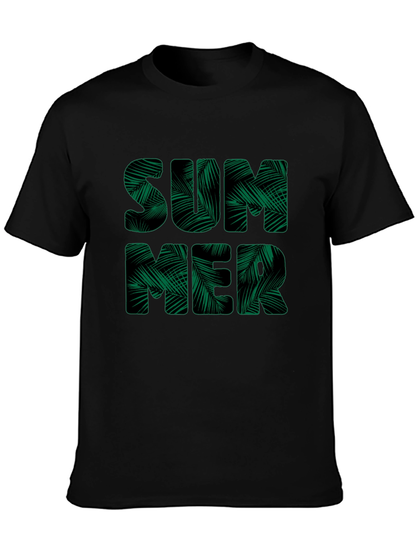 Tropical Summer Print Black T-Shirt