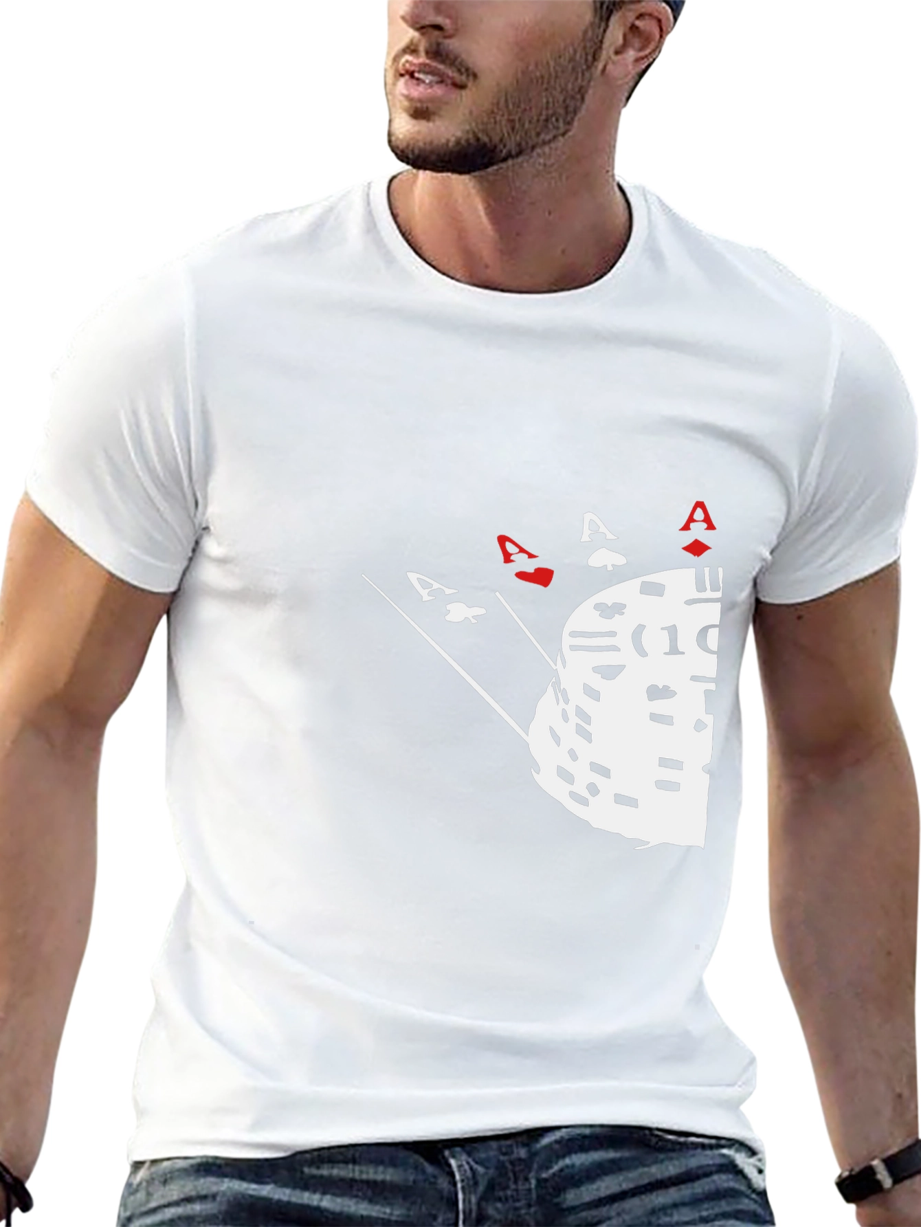 Poker Ace Hand & Chips Graphic Tee - Black