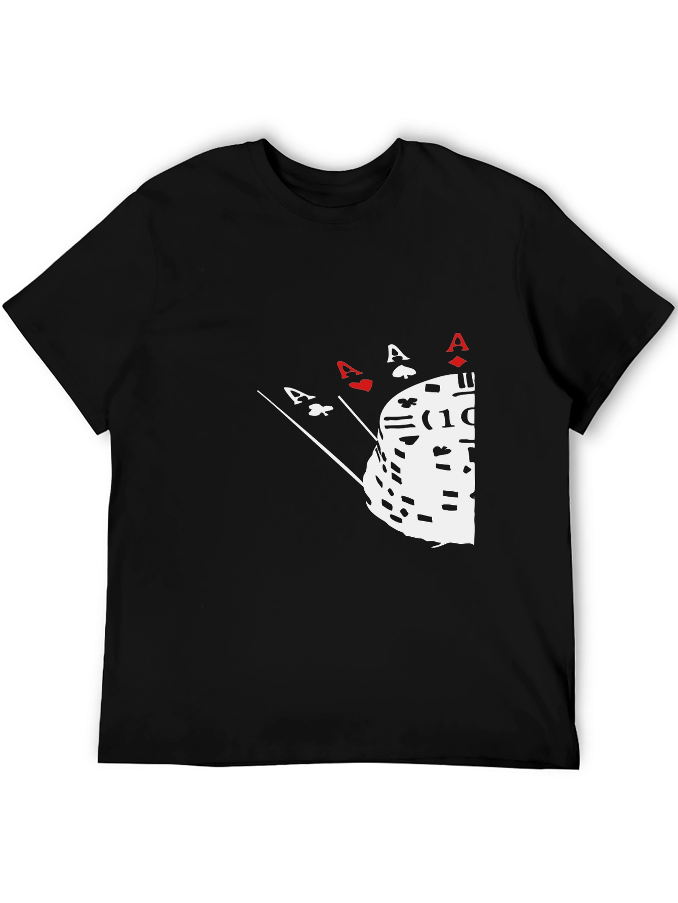 Poker Ace Hand & Chips Graphic Tee - Black