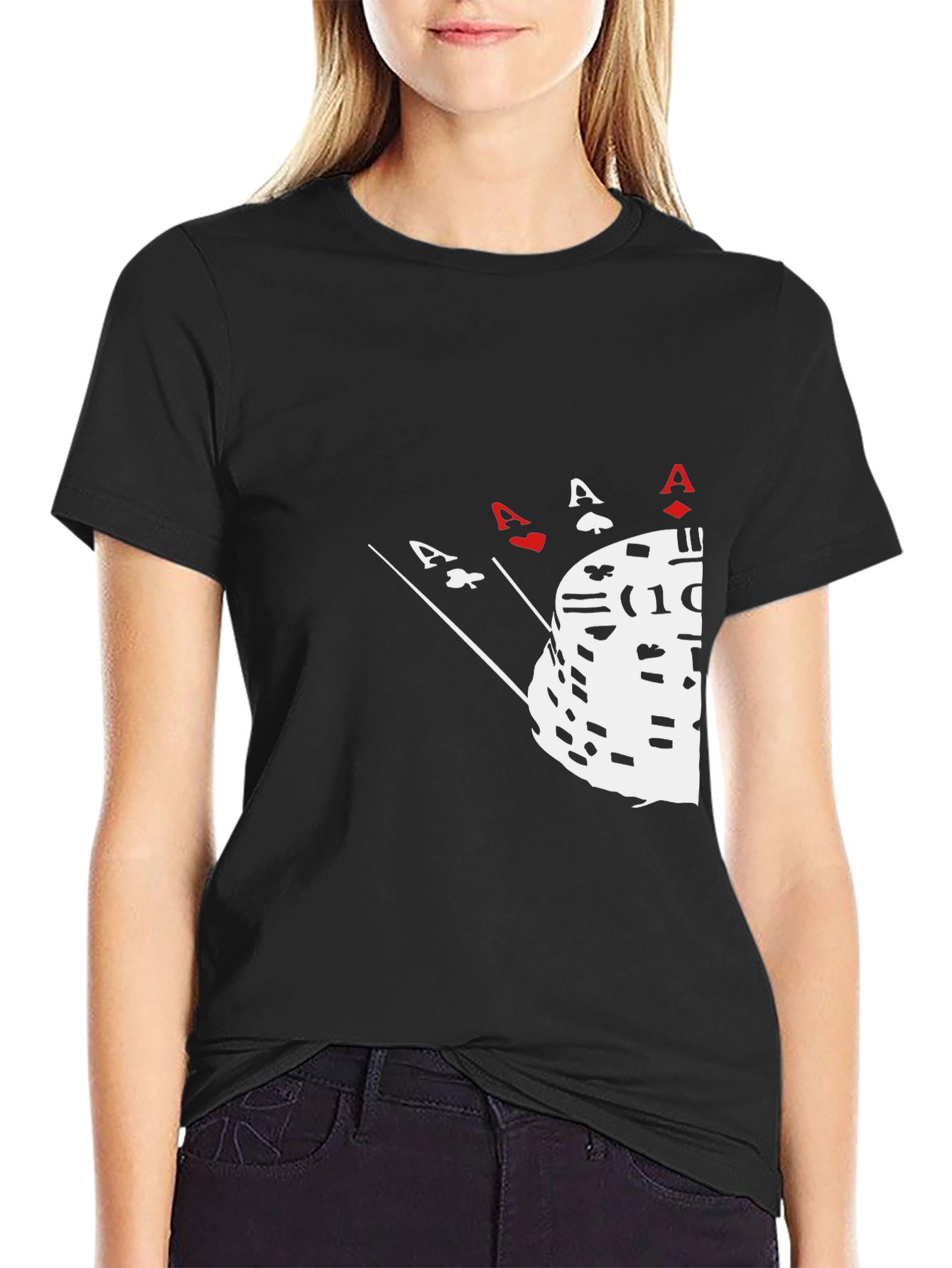 Poker Ace Hand & Chips Graphic Tee - Black