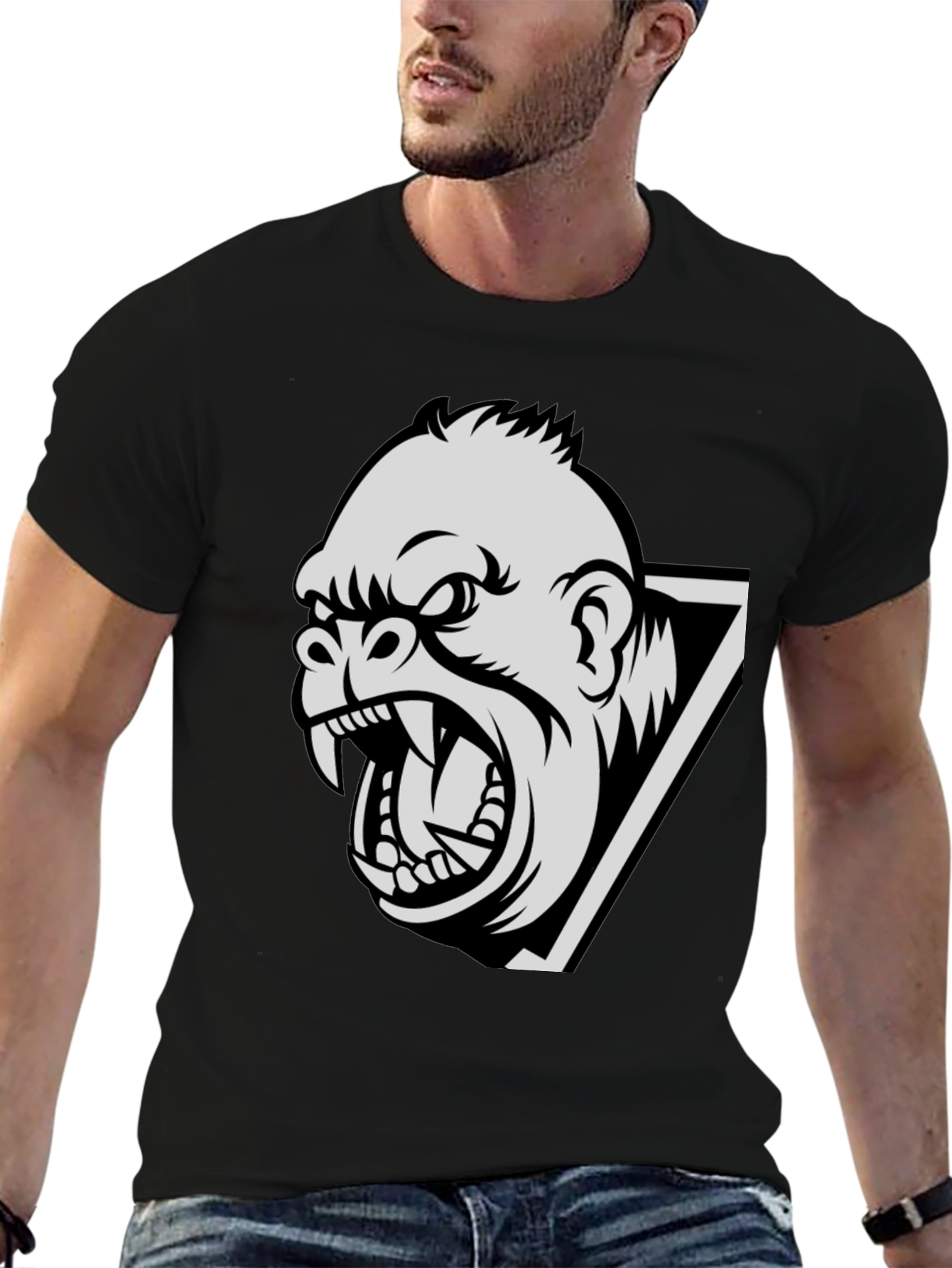 Mens Gorilla Graphic Print Black T-Shirt