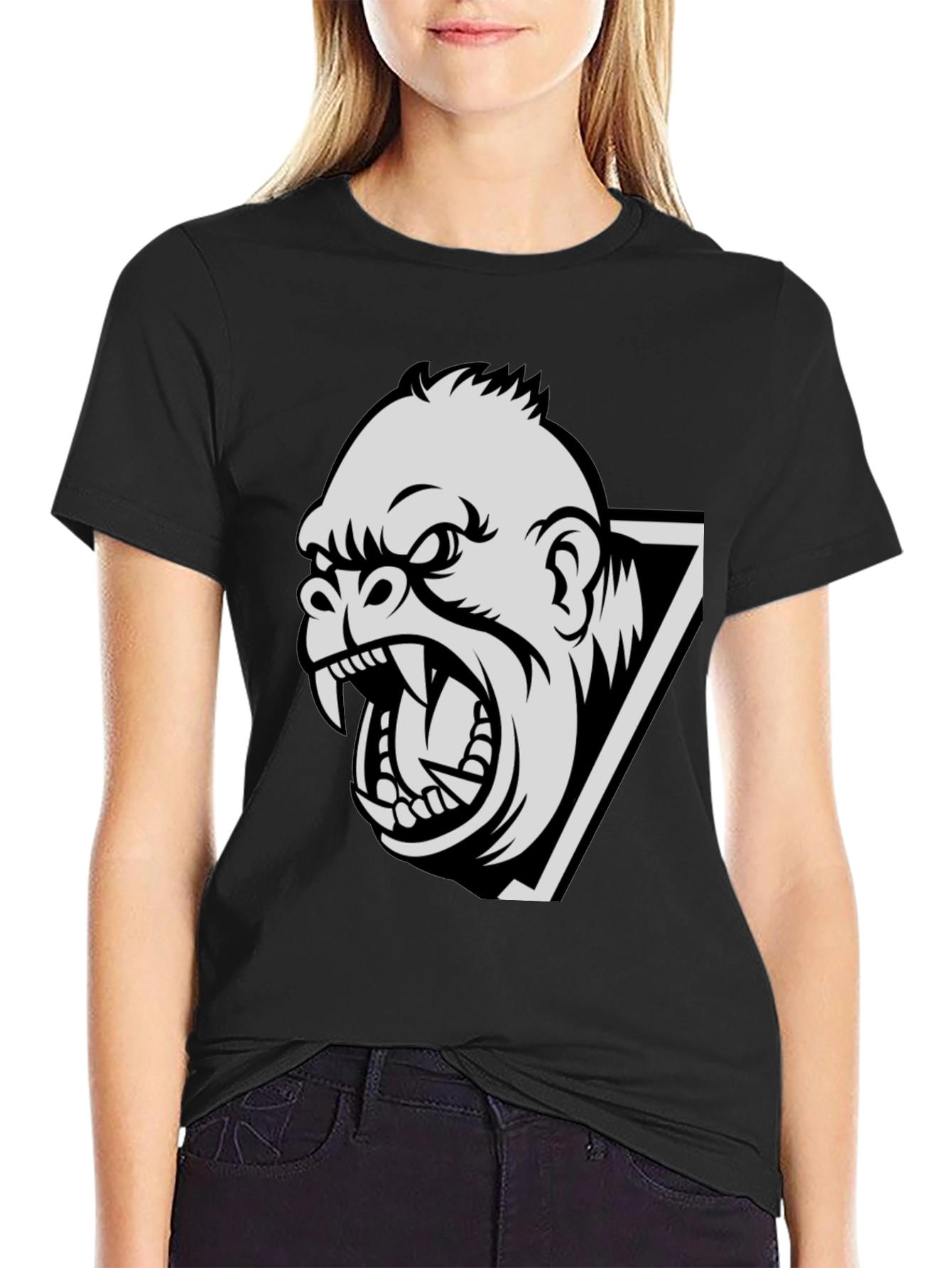Mens Gorilla Graphic Print Black T-Shirt
