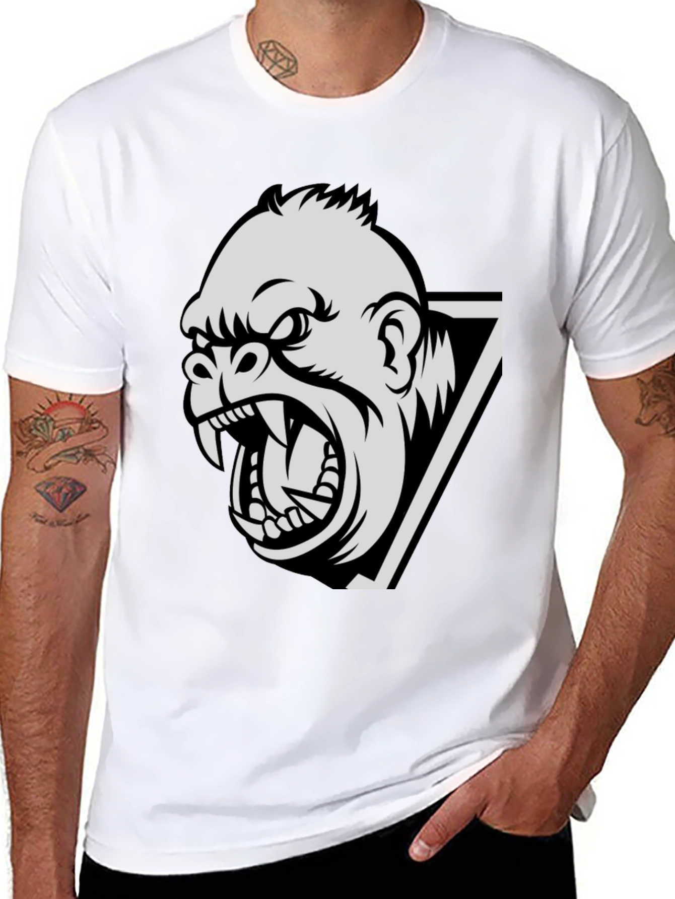 Mens Gorilla Graphic Print Black T-Shirt