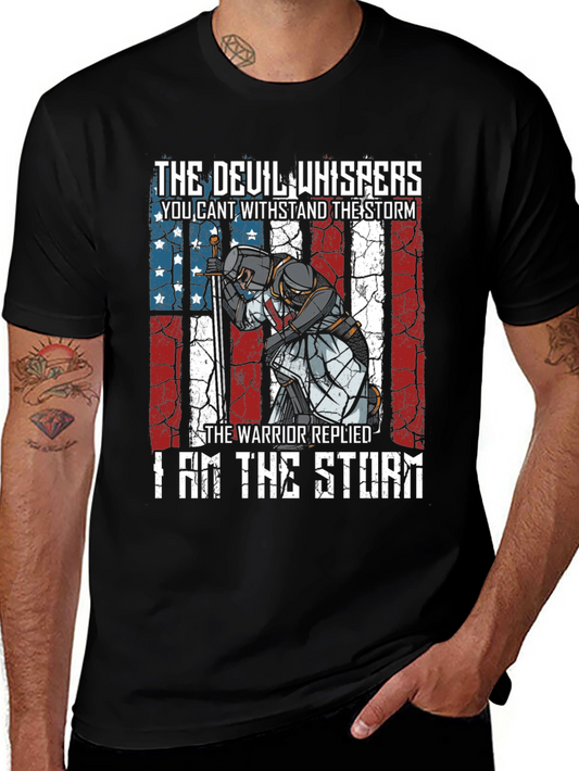 Warrior Storm T-Shirt - Patriotic Knight Design