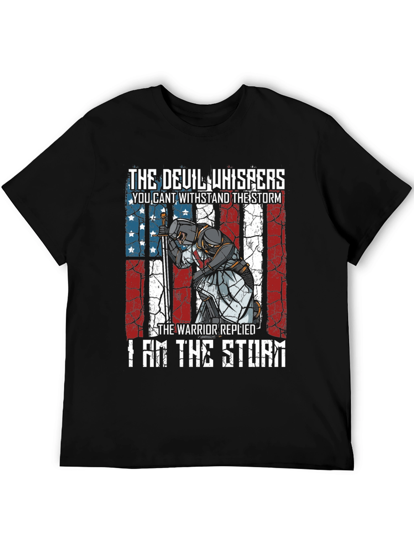 Warrior Storm T-Shirt - Patriotic Knight Design