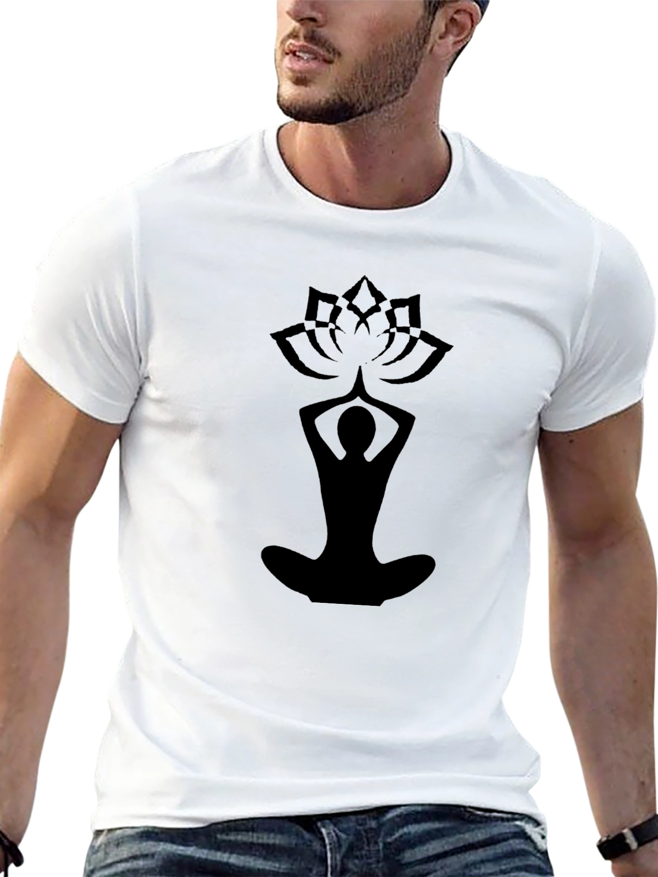 Yoga Lotus Graphic Black T-Shirt