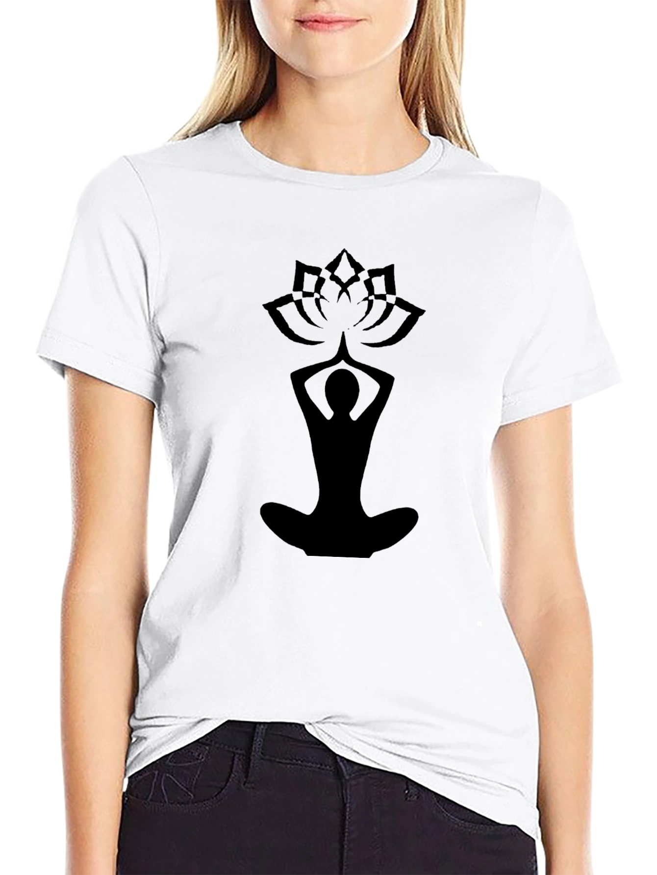 Yoga Lotus Graphic Black T-Shirt