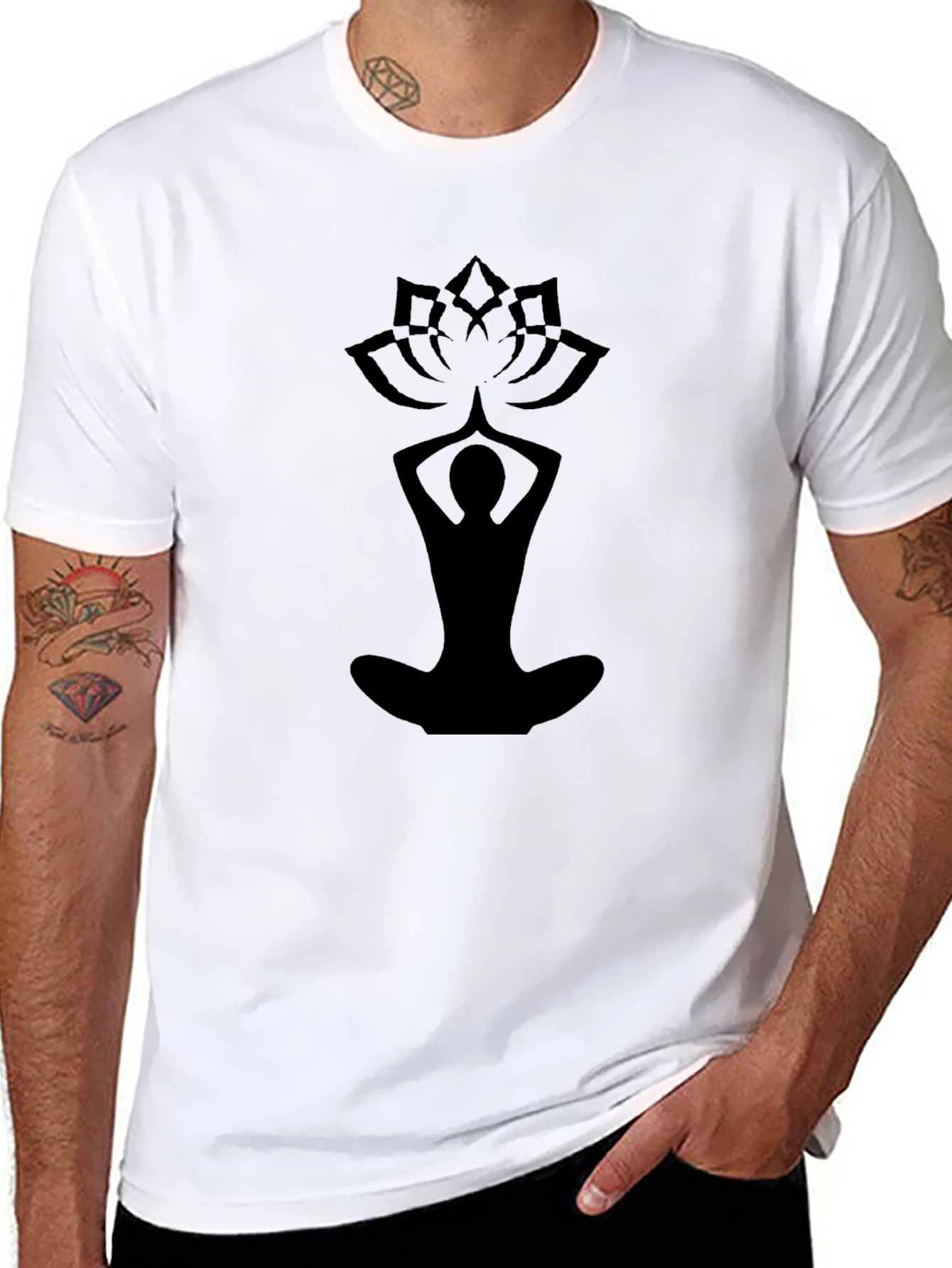 Yoga Lotus Graphic Black T-Shirt