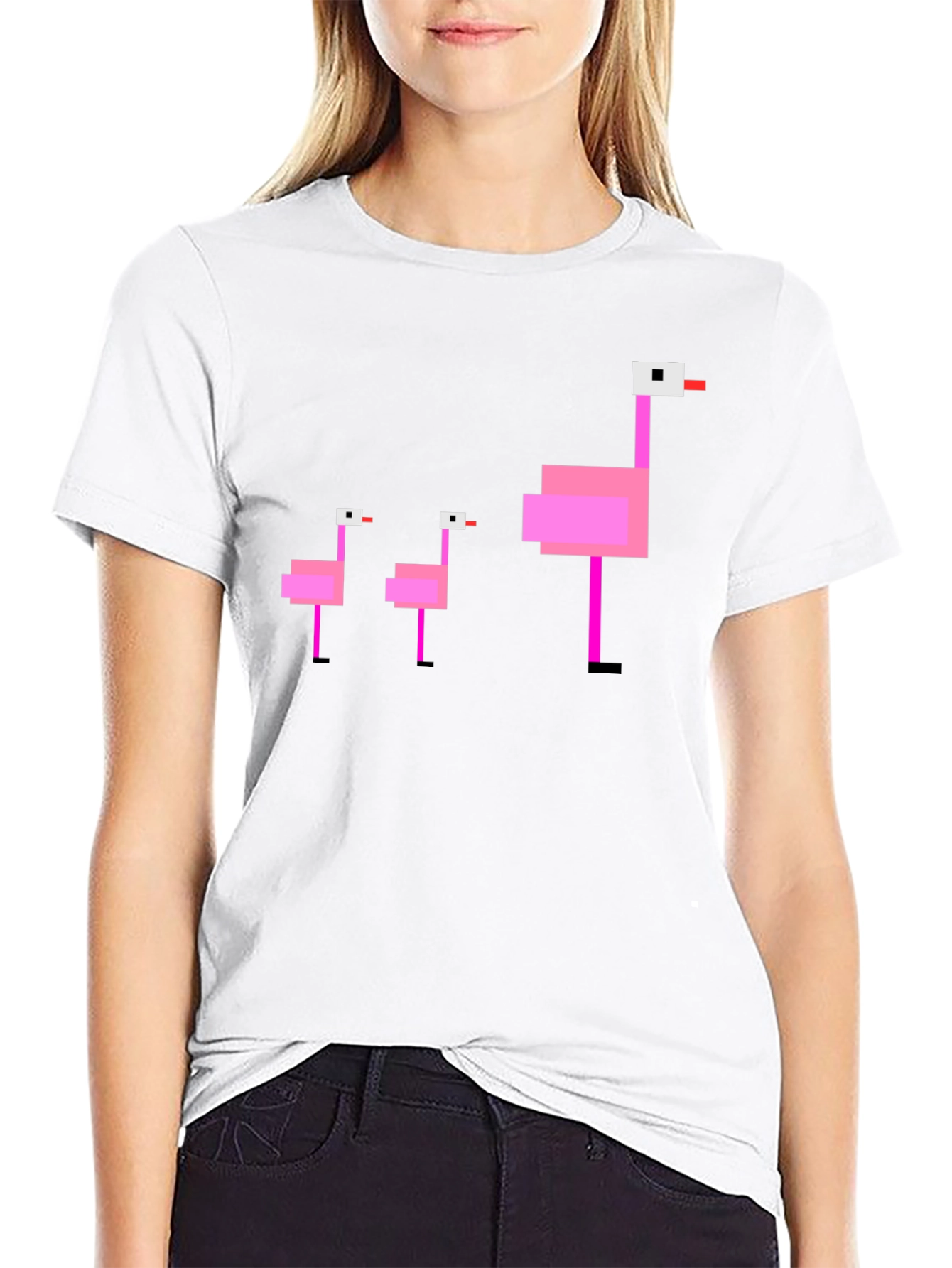 Pixel Flamingo T-Shirt - Retro Bird Design