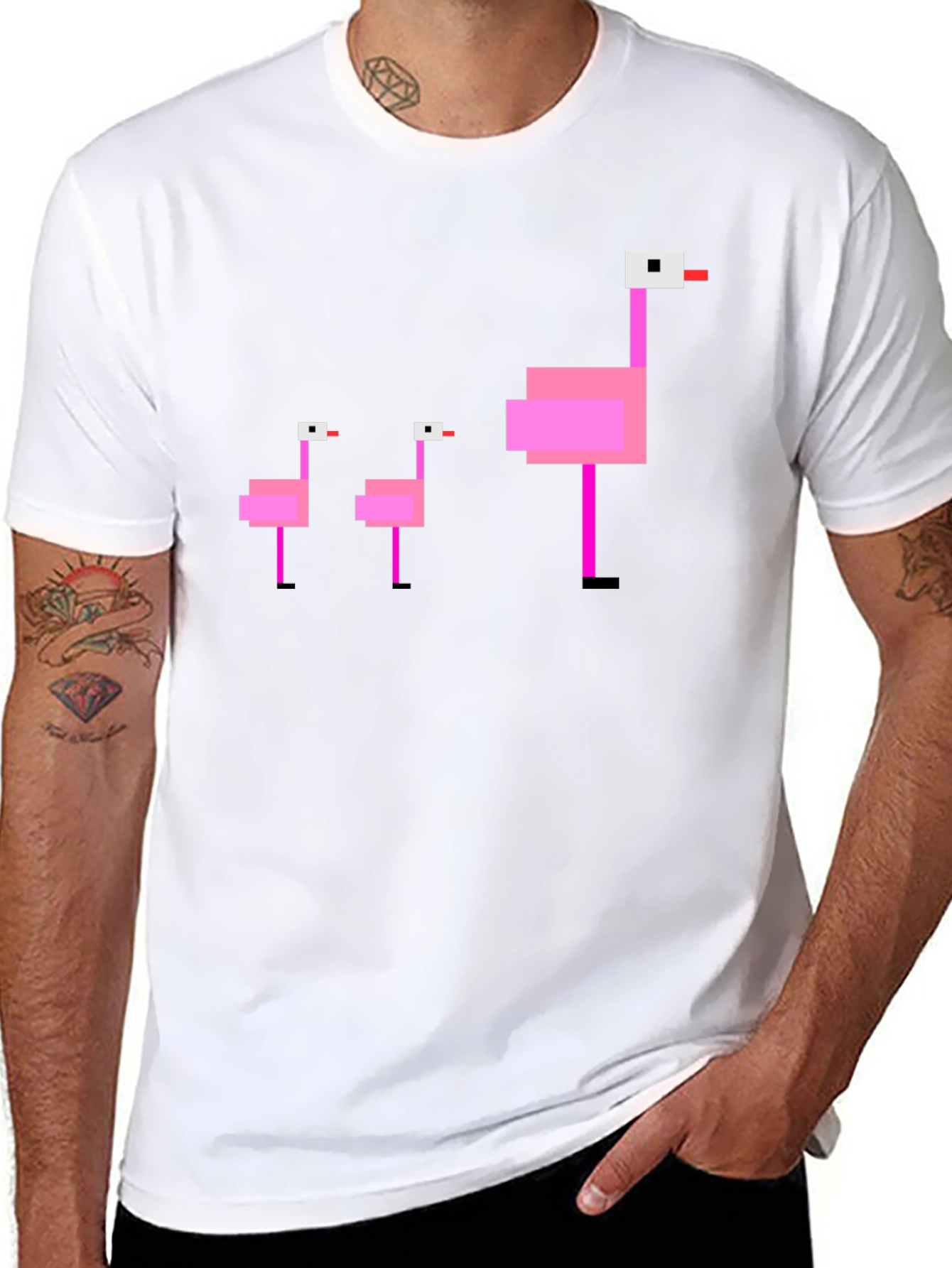 Pixel Flamingo T-Shirt - Retro Bird Design
