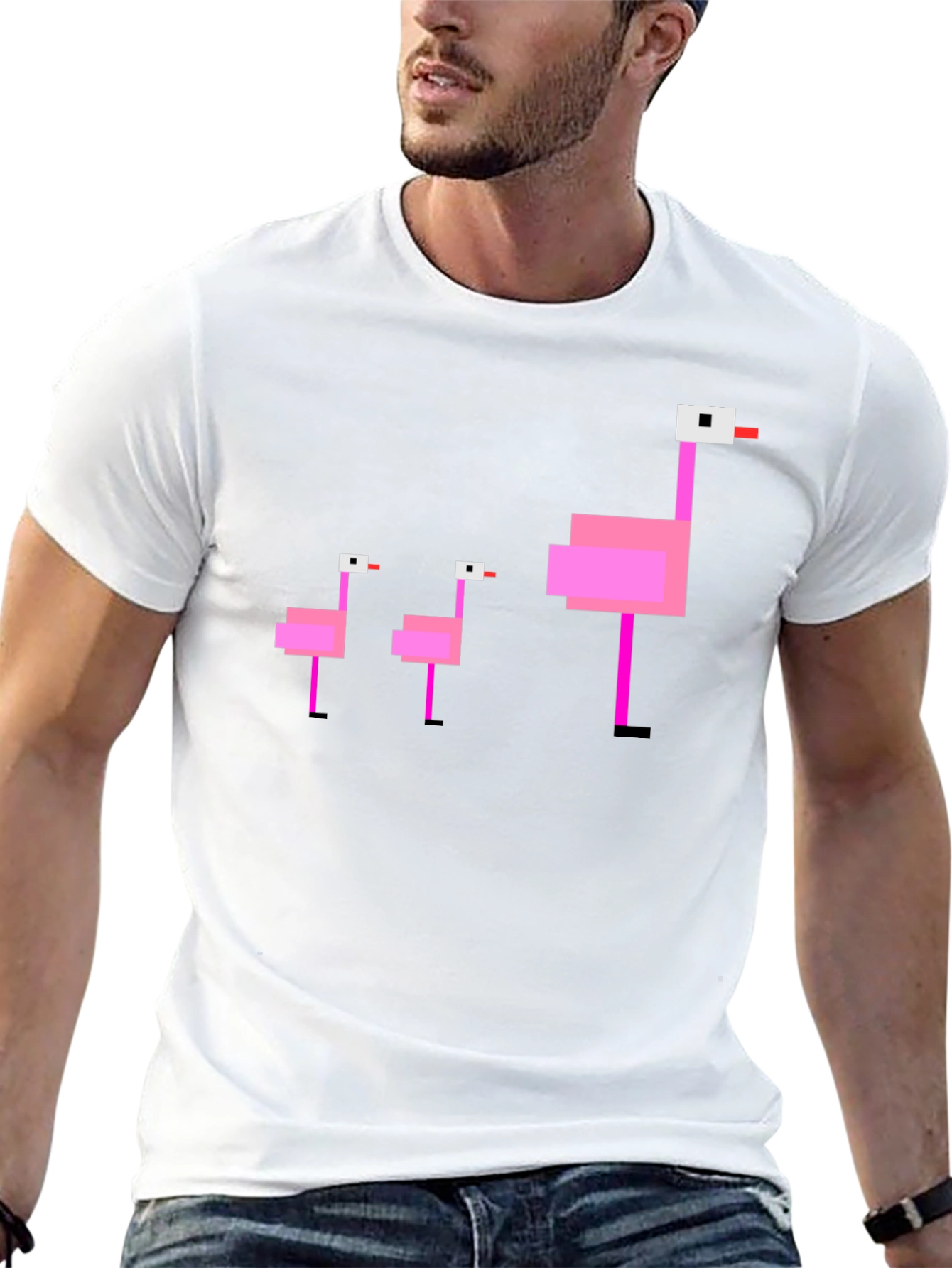 Pixel Flamingo T-Shirt - Retro Bird Design