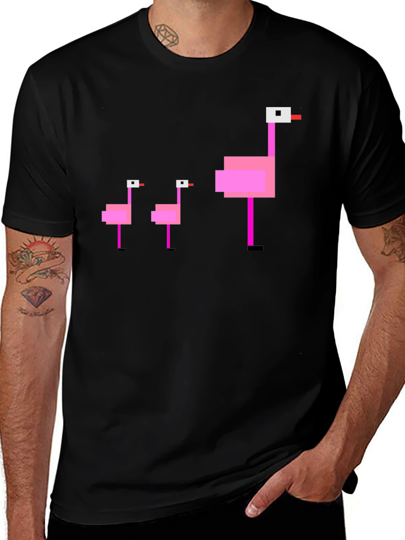 Pixel Flamingo T-Shirt - Retro Bird Design