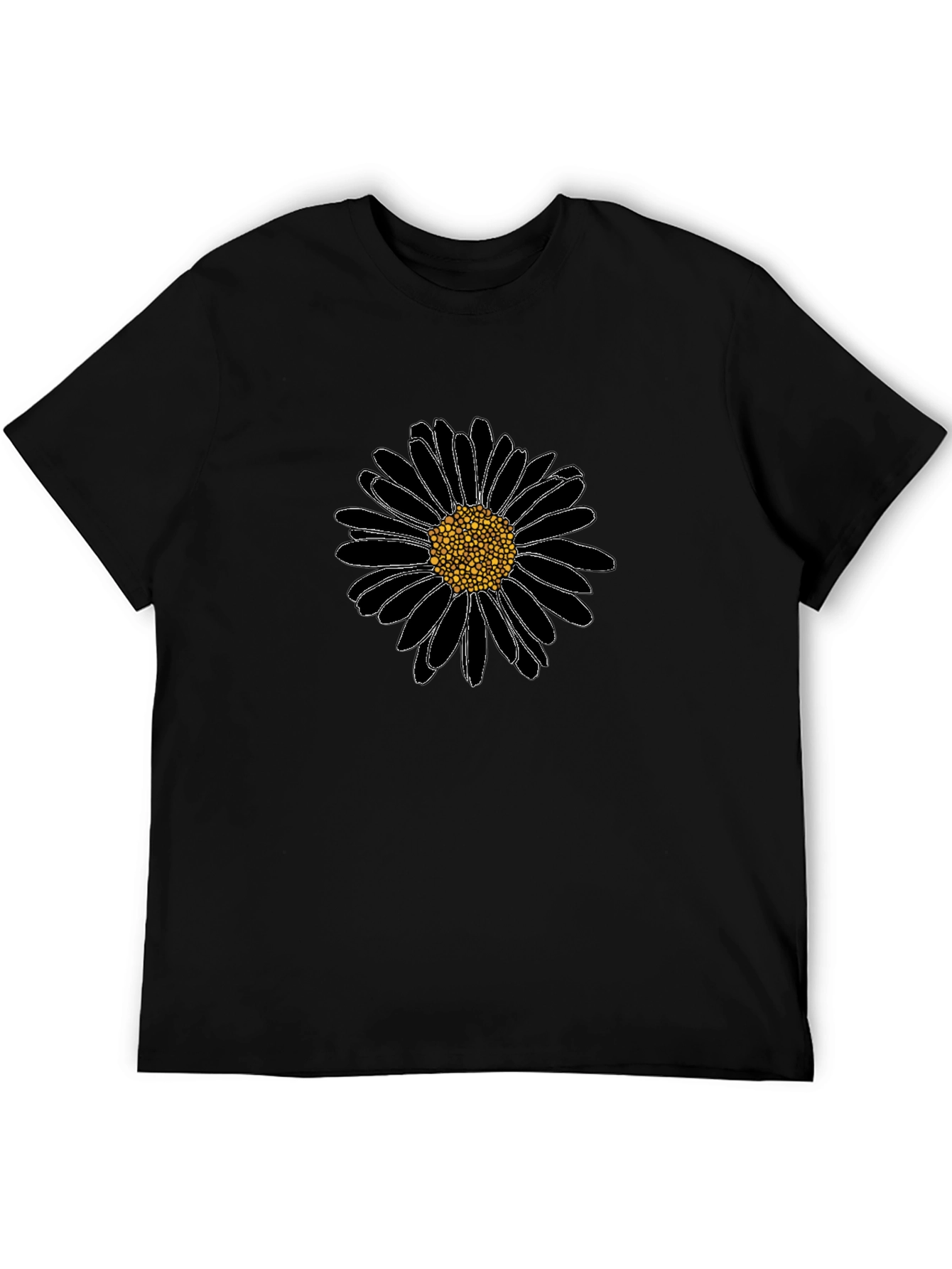 Black Daisy Graphic T-Shirt - Casual Comfort