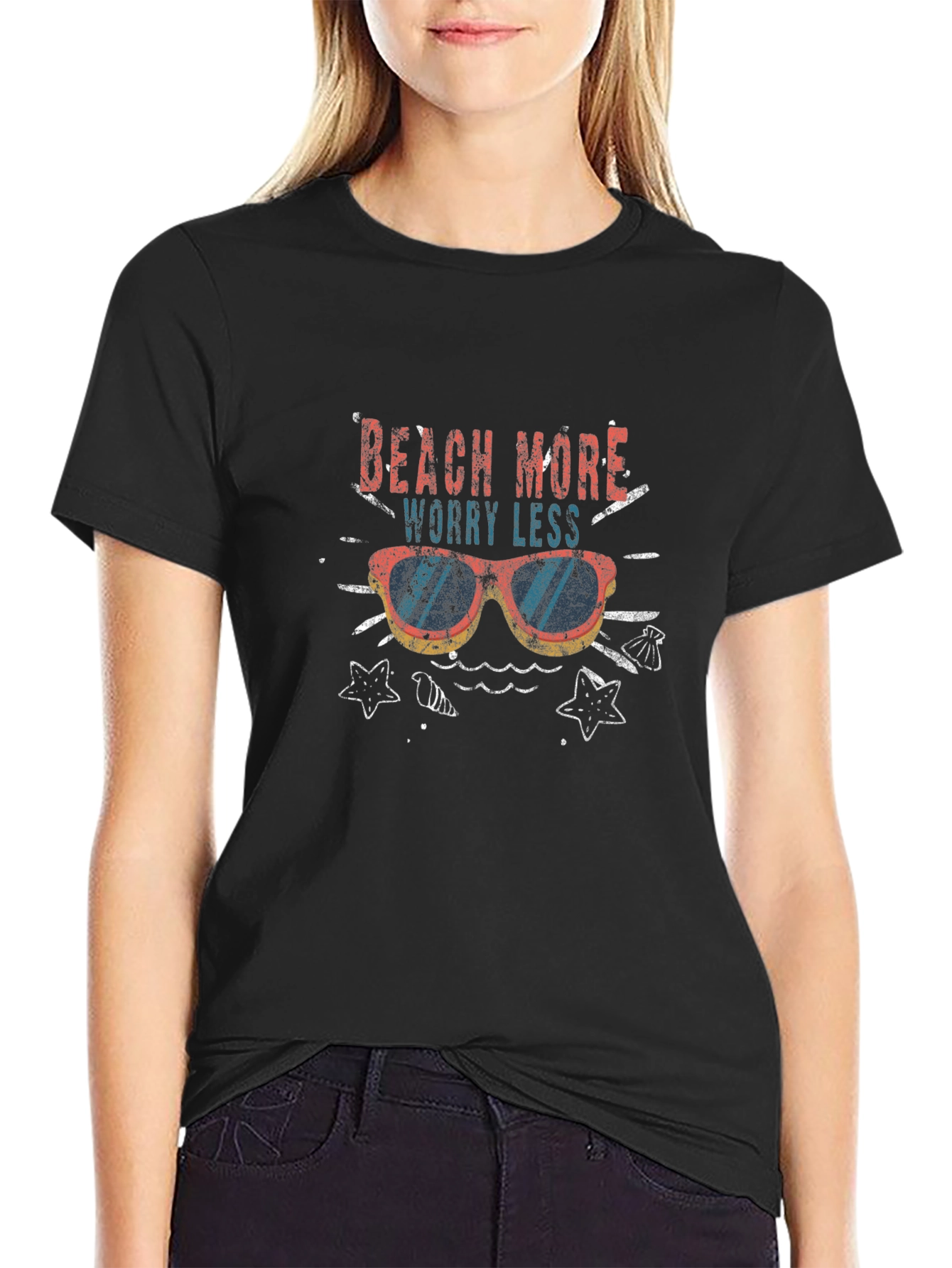 Beach More Worry Less Graphic T-Shirt