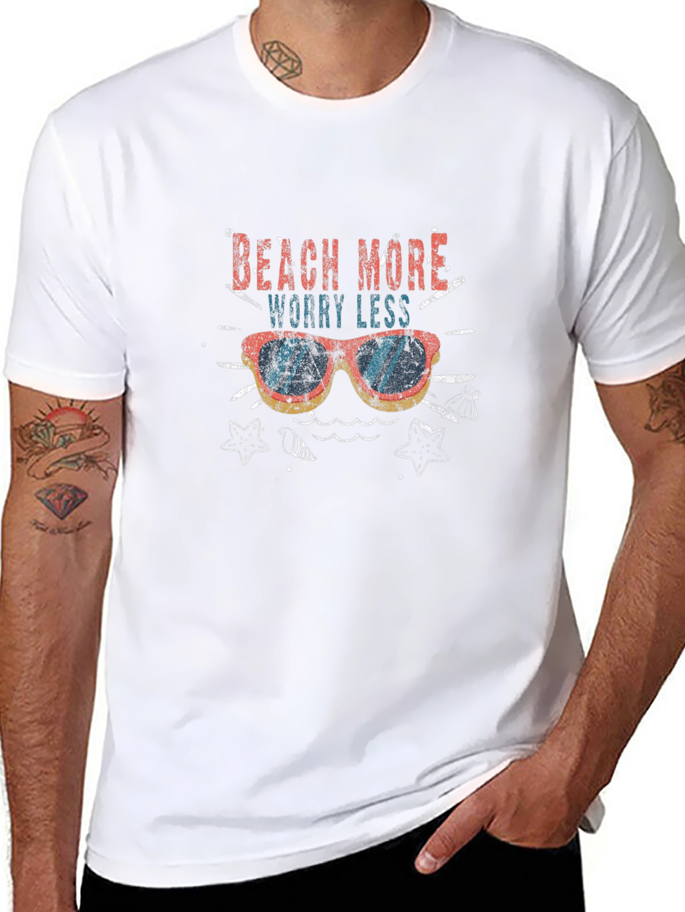 Beach More Worry Less Graphic T-Shirt