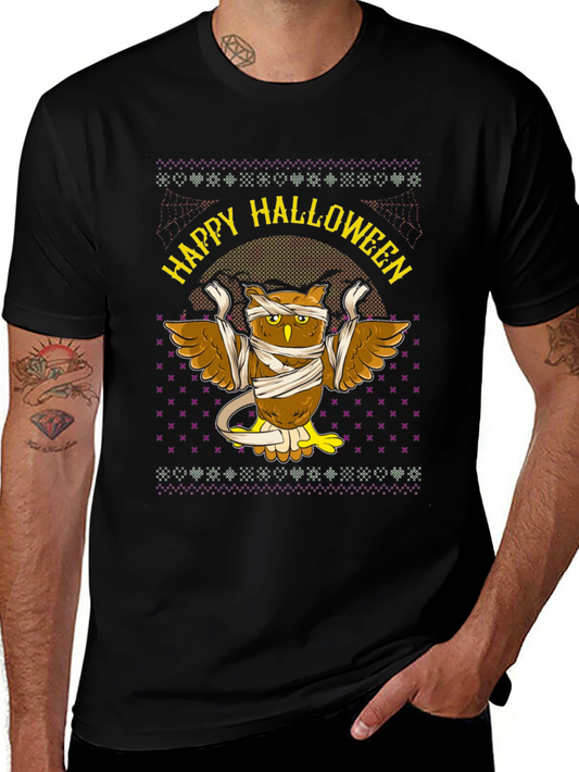 Happy Halloween Owl Mummy Graphic T-Shirt