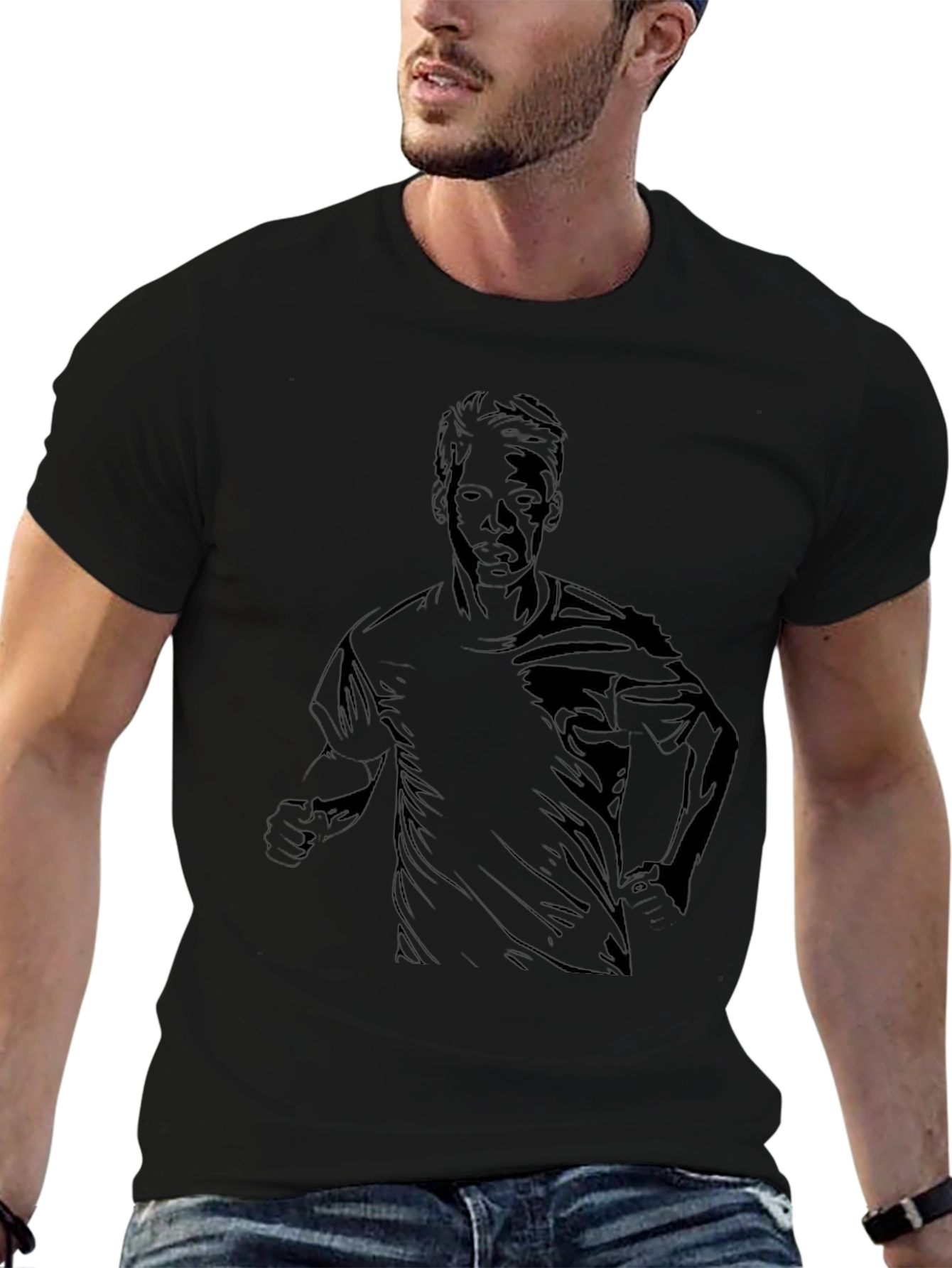 Black Graphic Tee - Silhouette Runner