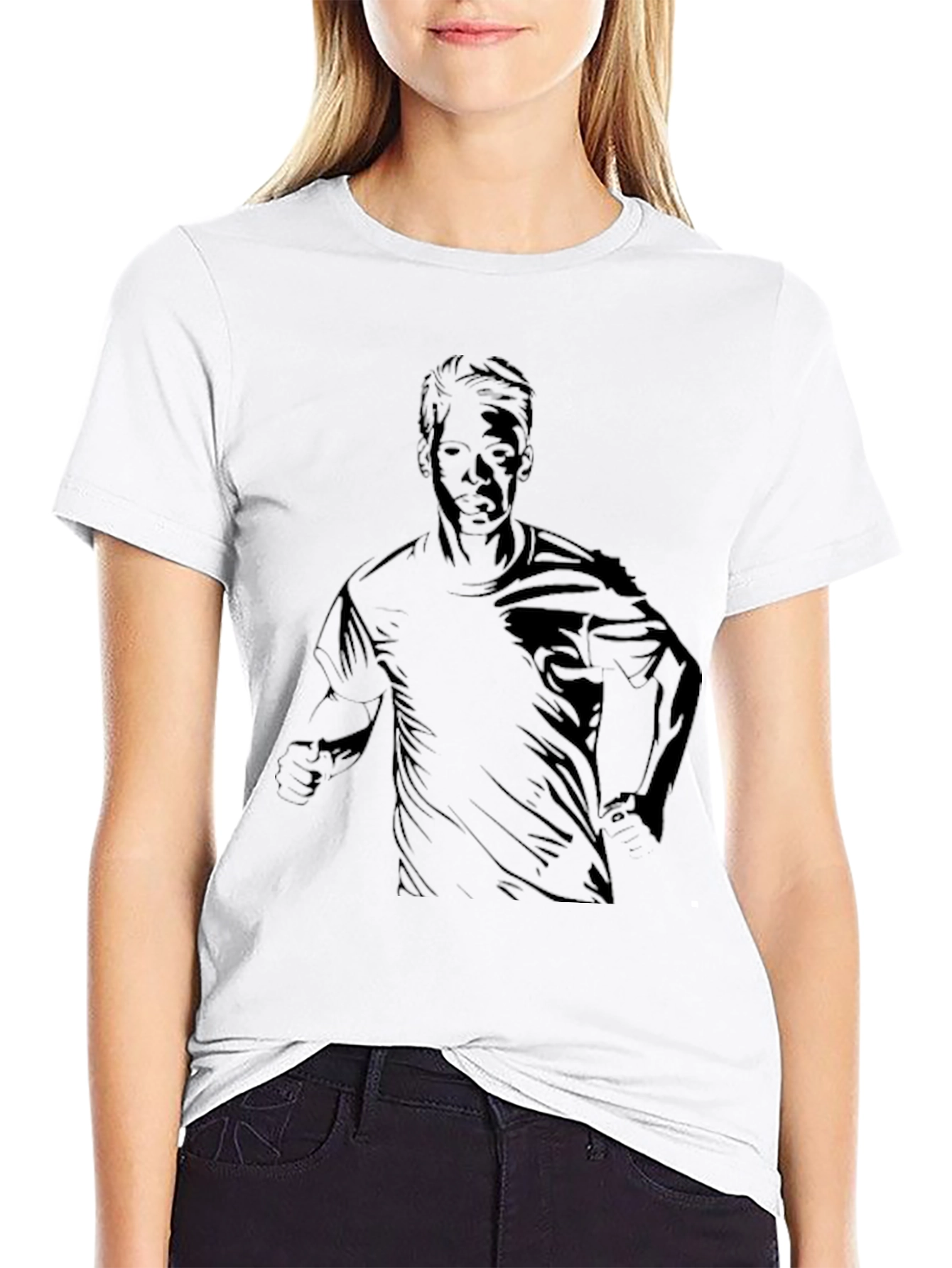 Black Graphic Tee - Silhouette Runner