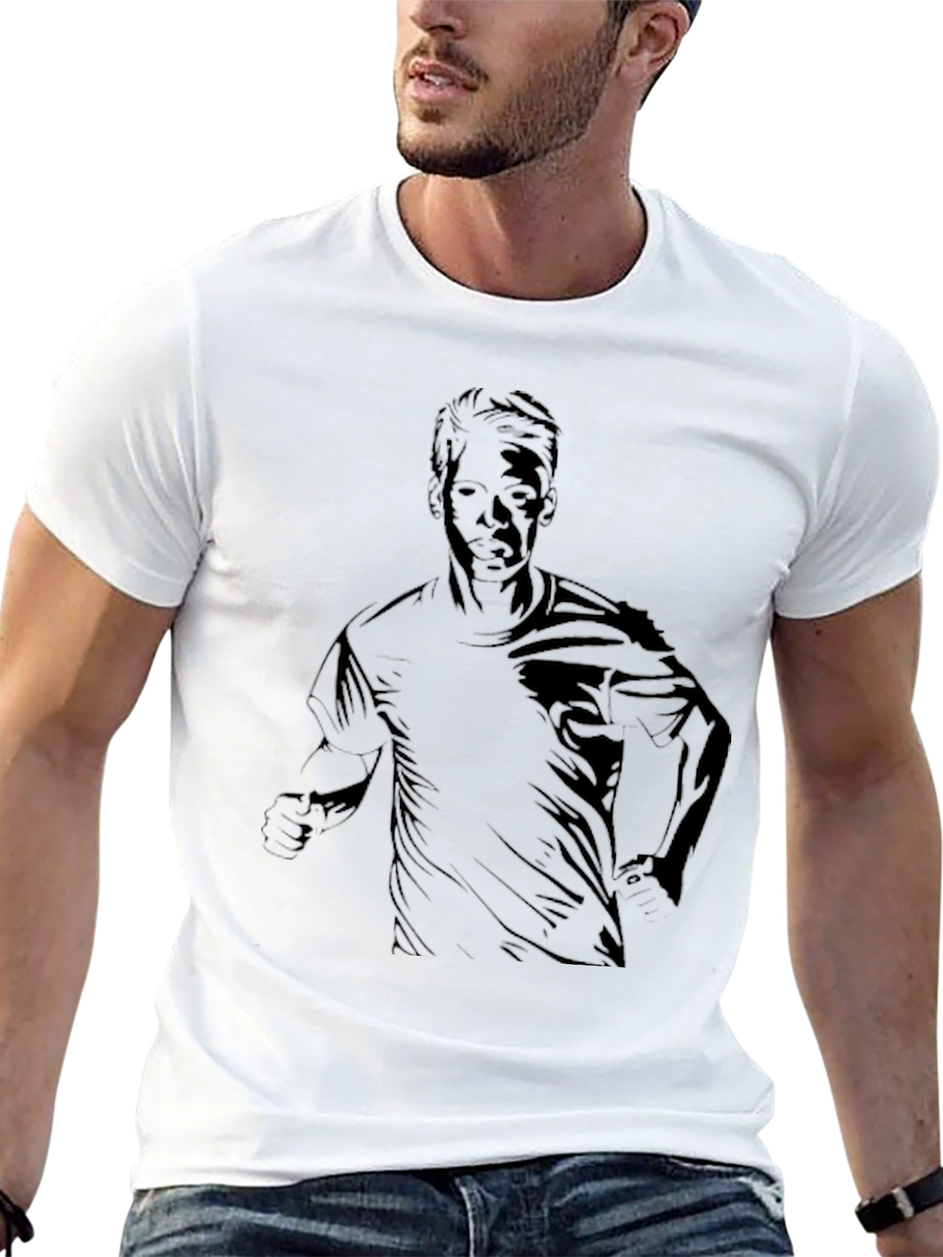 Black Graphic Tee - Silhouette Runner
