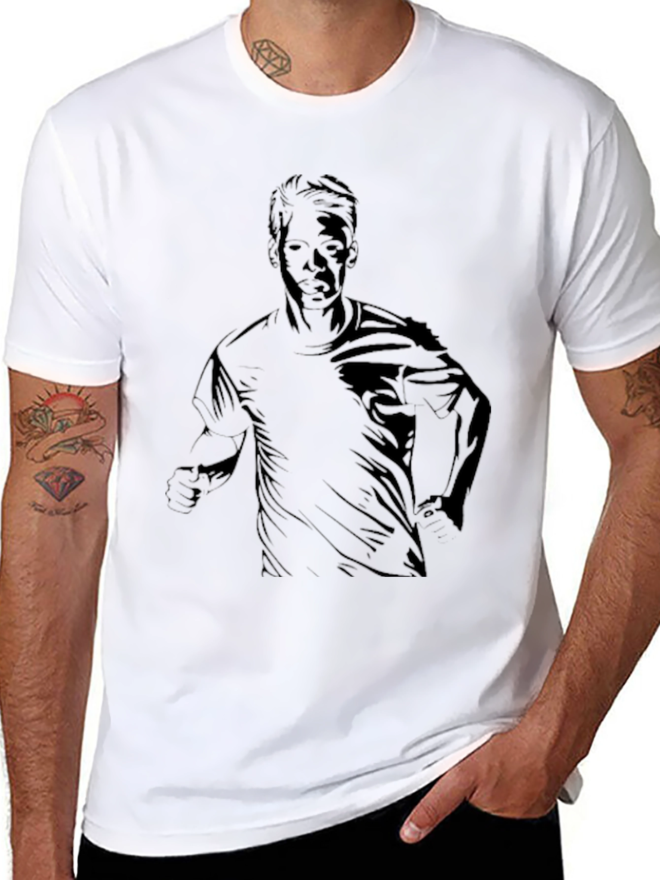 Black Graphic Tee - Silhouette Runner