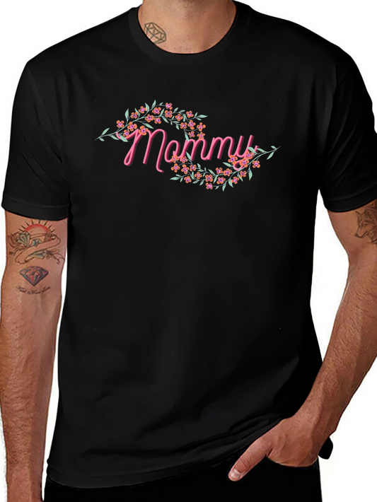 Mommy Floral Graphic Tee - Black T-Shirt