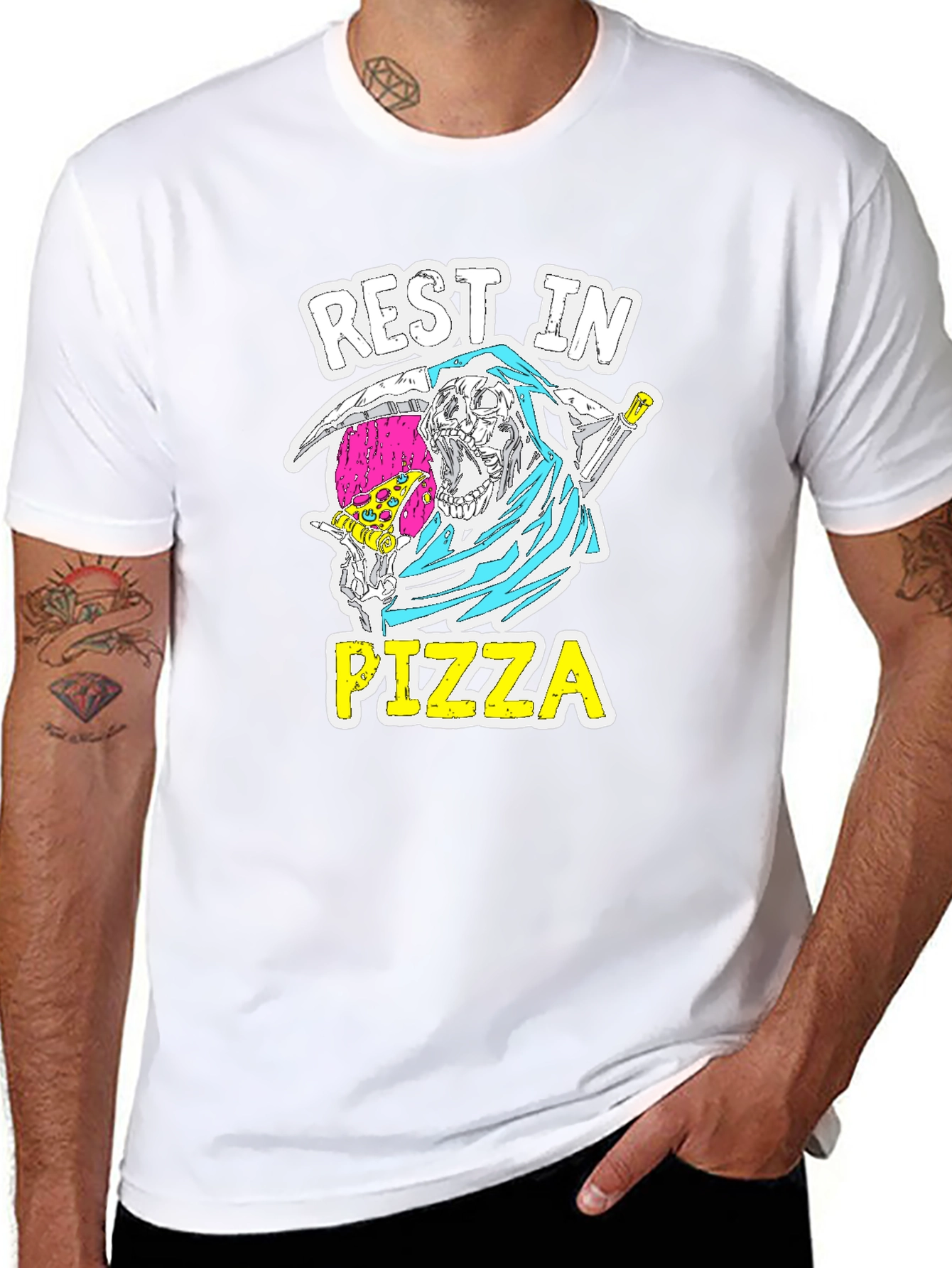 Rest In Pizza T-Shirt - Grim Reaper Graphic Tee