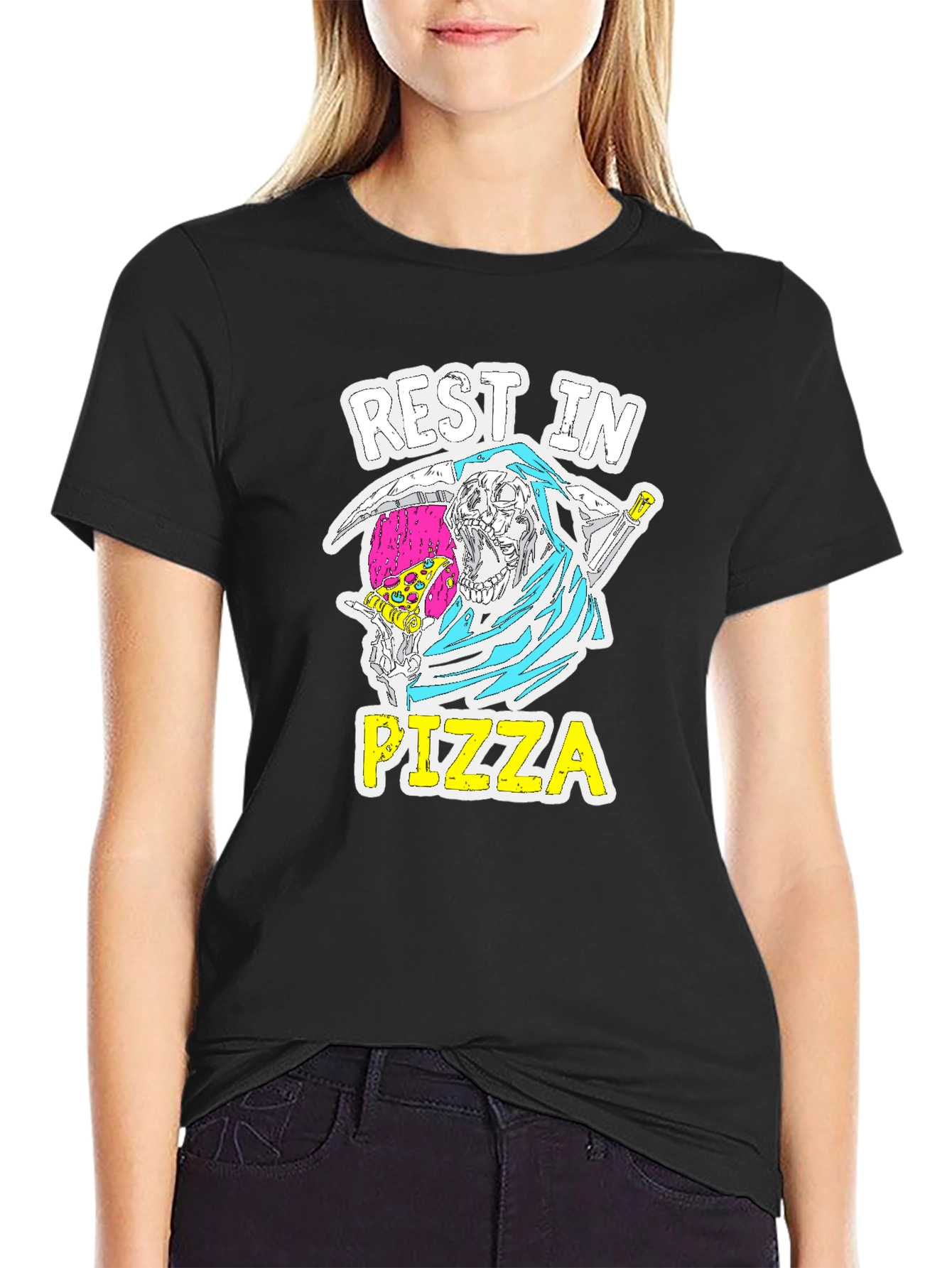 Rest In Pizza T-Shirt - Grim Reaper Graphic Tee