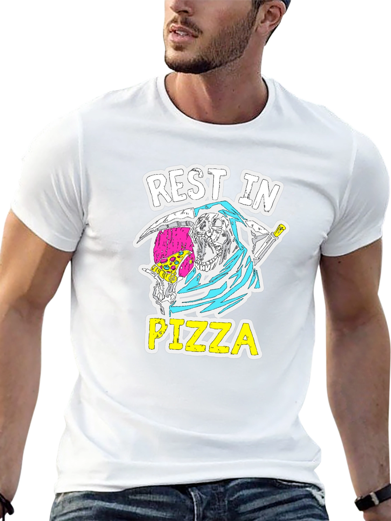 Rest In Pizza T-Shirt - Grim Reaper Graphic Tee
