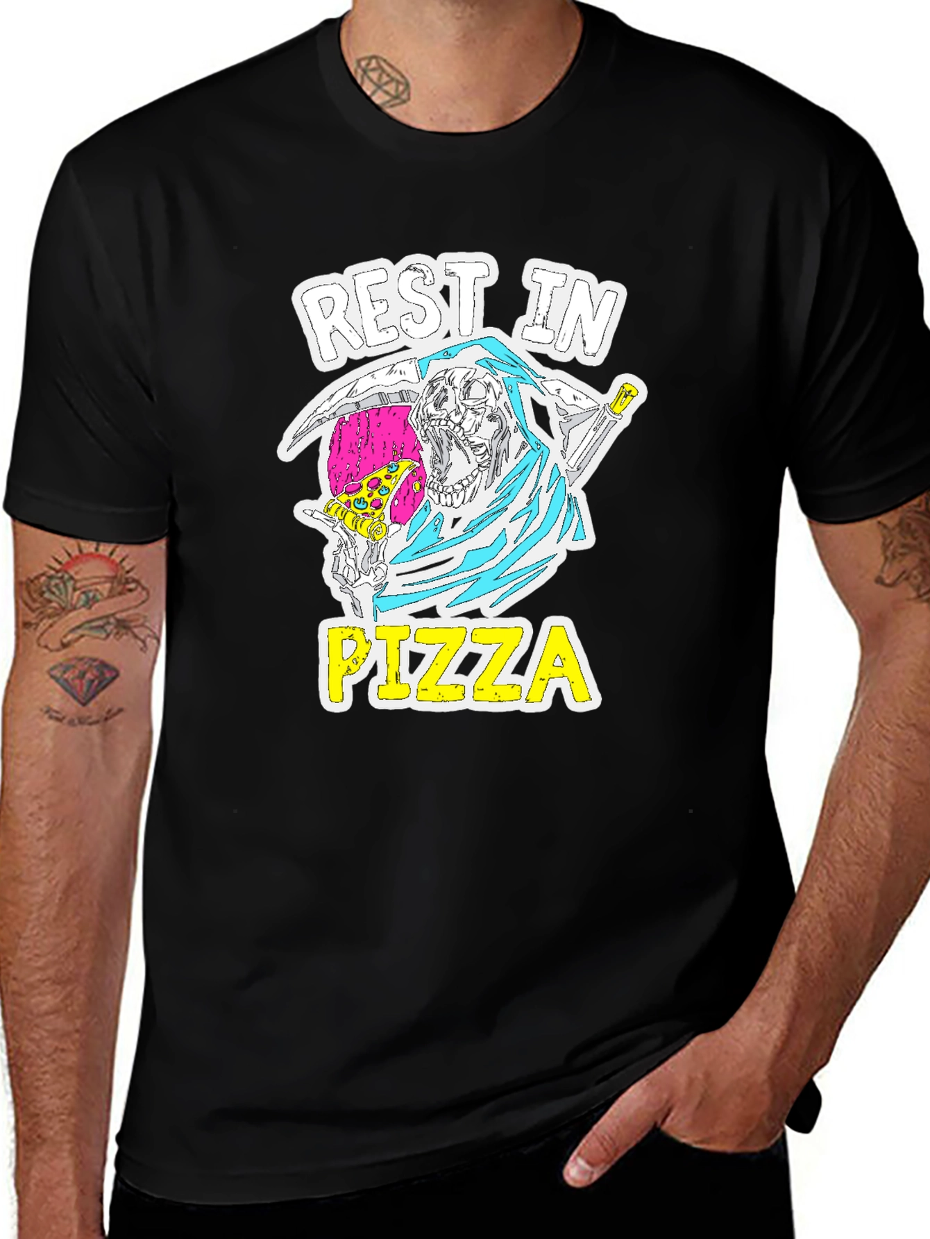 Rest In Pizza T-Shirt - Grim Reaper Graphic Tee
