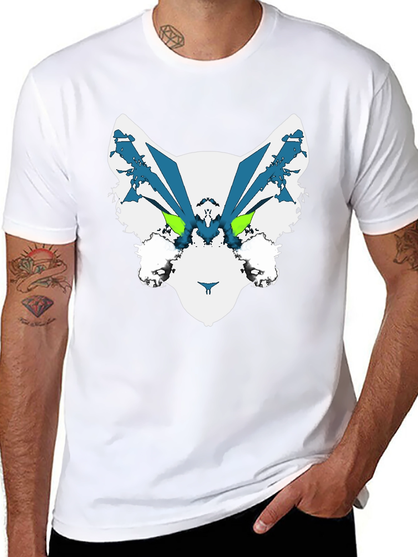 Abstract Wolf Graphic Tee - Mens Black T-Shirt
