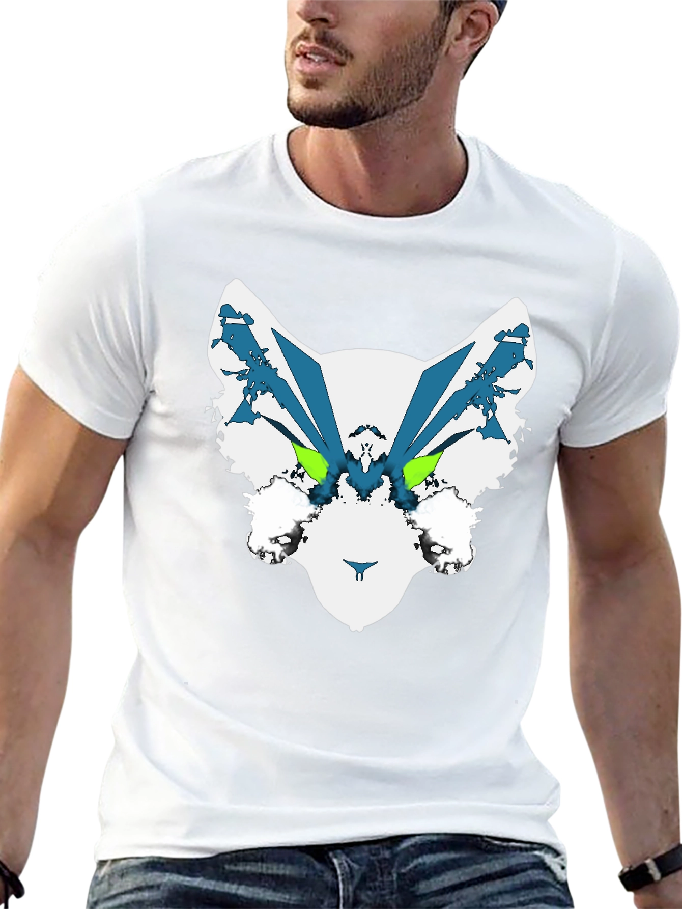 Abstract Wolf Graphic Tee - Mens Black T-Shirt