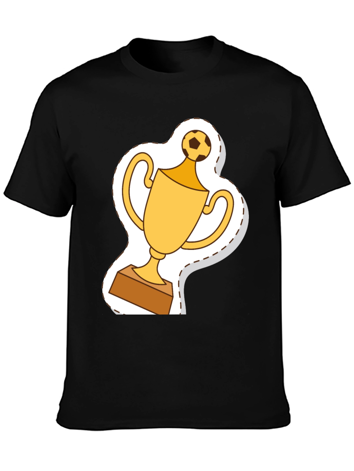 Soccer Trophy Graphic Tee - Black Cotton T-Shirt
