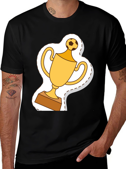 Soccer Trophy Graphic Tee - Black Cotton T-Shirt