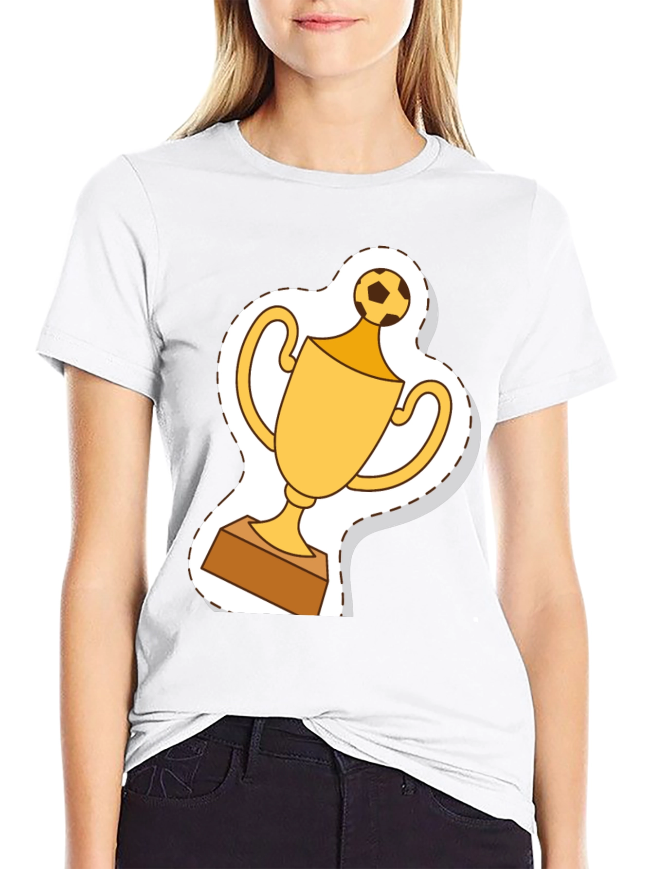Soccer Trophy Graphic Tee - Black Cotton T-Shirt