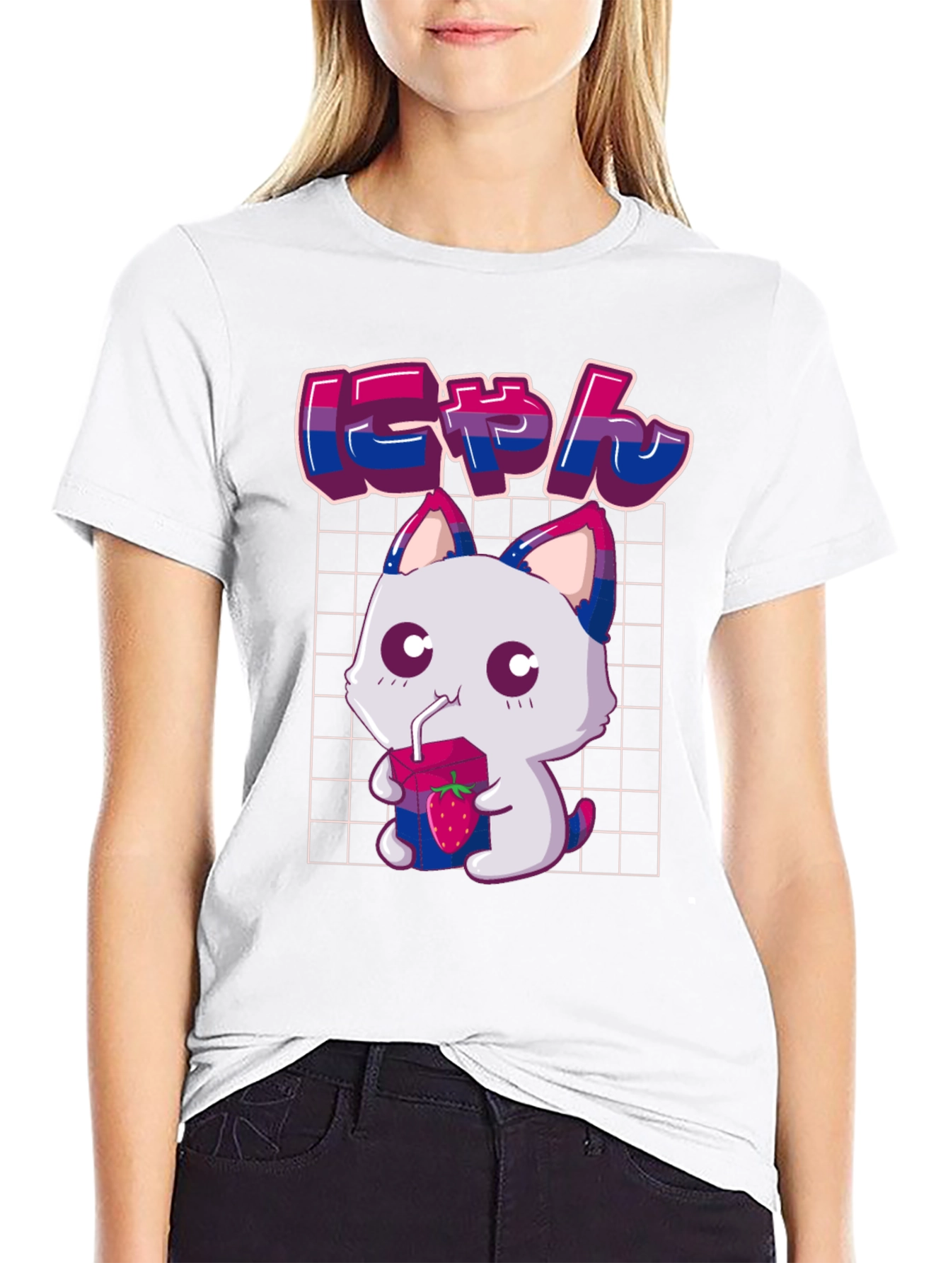 Bisexual Pride Anime Cat T-Shirt