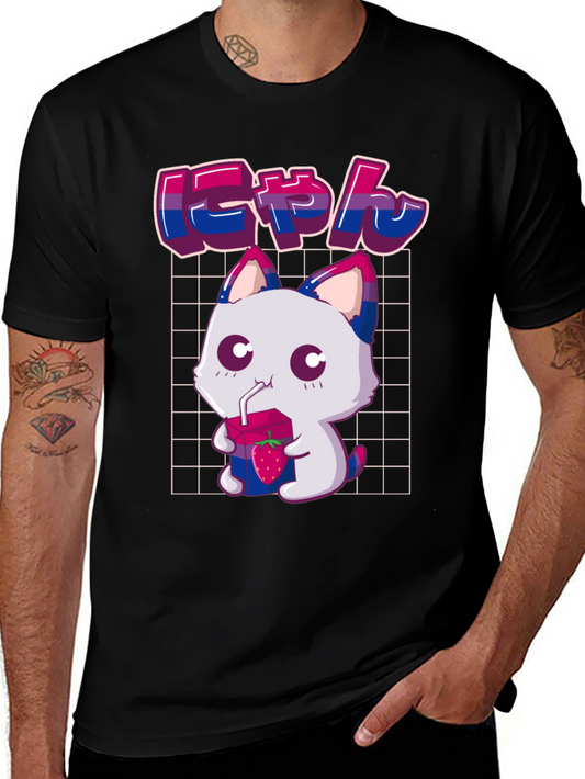 Bisexual Pride Anime Cat T-Shirt
