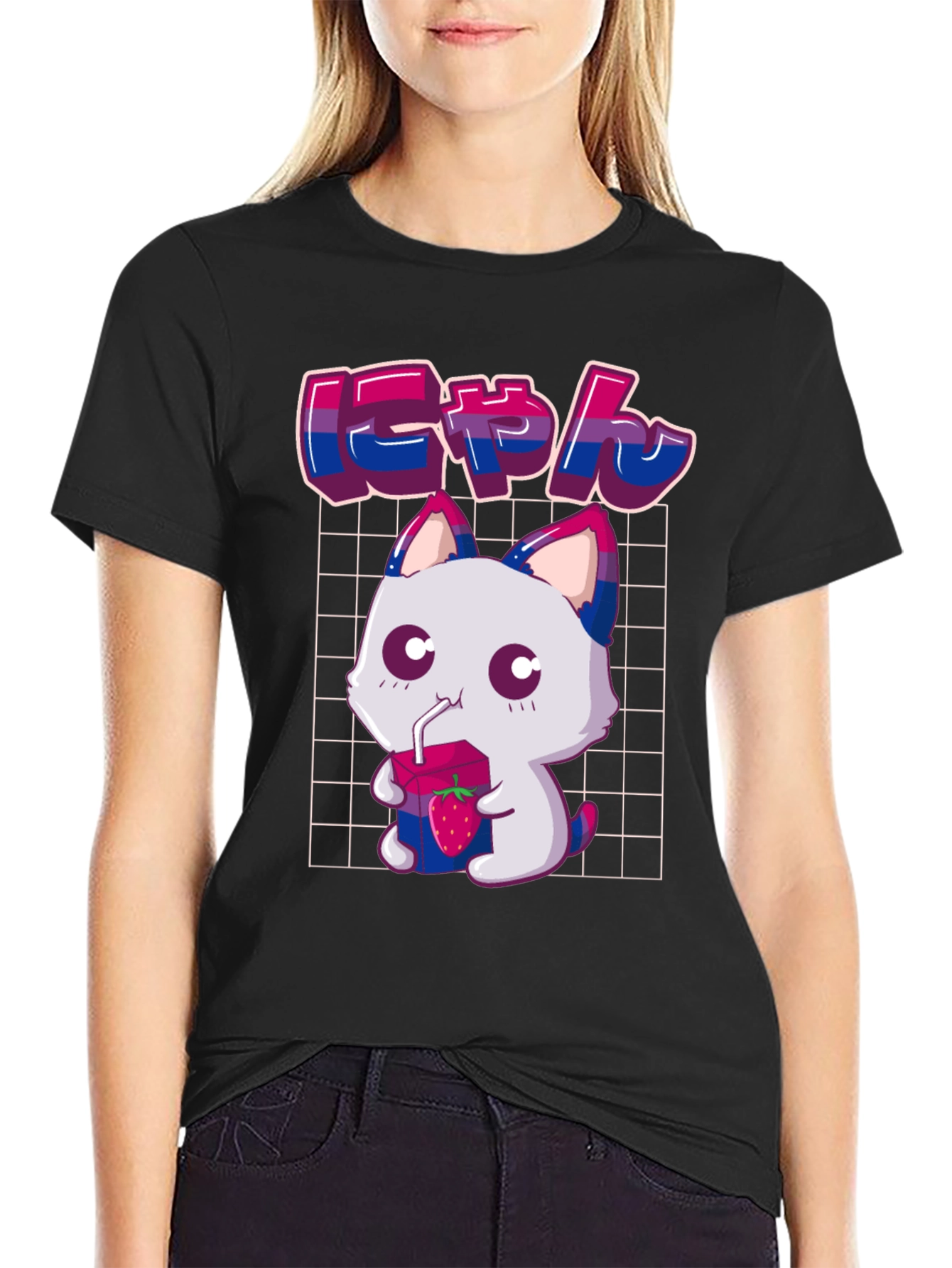 Bisexual Pride Anime Cat T-Shirt