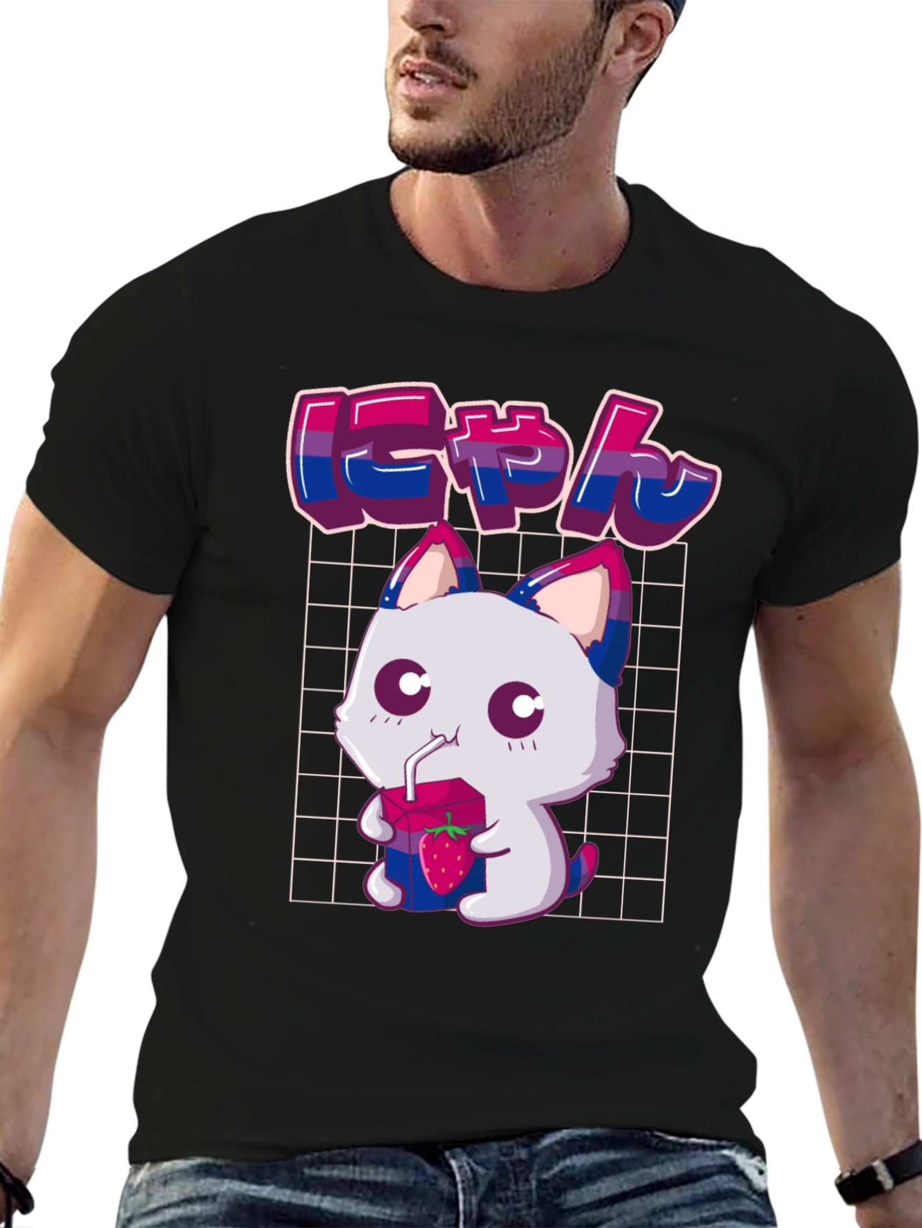 Bisexual Pride Anime Cat T-Shirt
