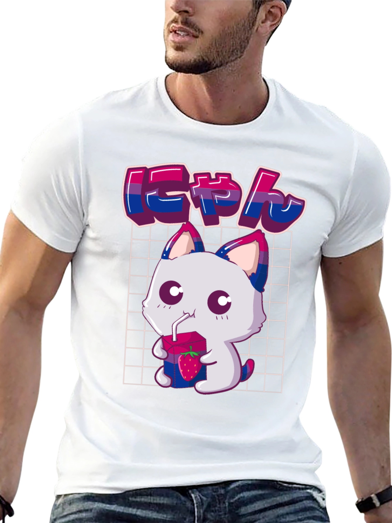 Bisexual Pride Anime Cat T-Shirt