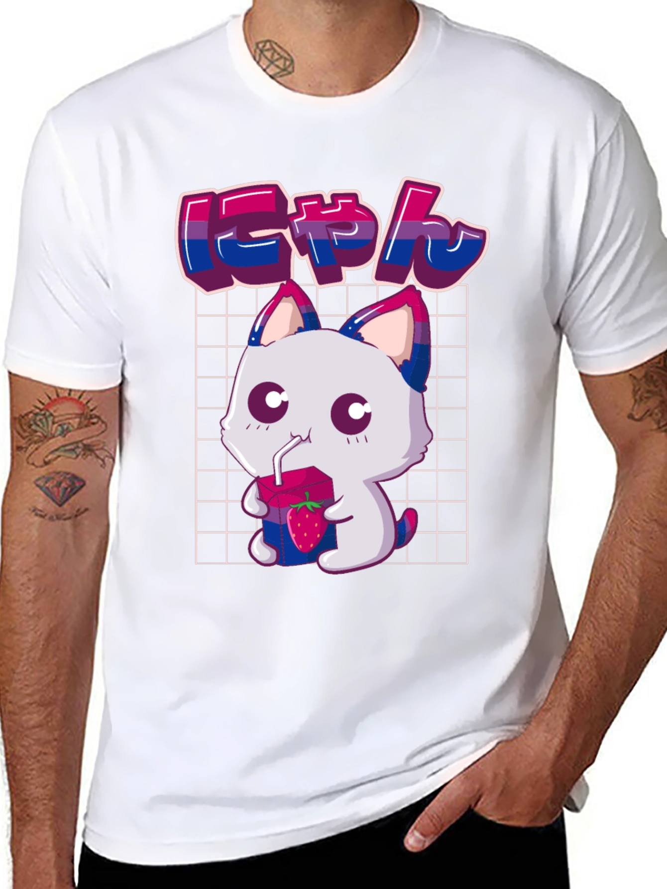Bisexual Pride Anime Cat T-Shirt