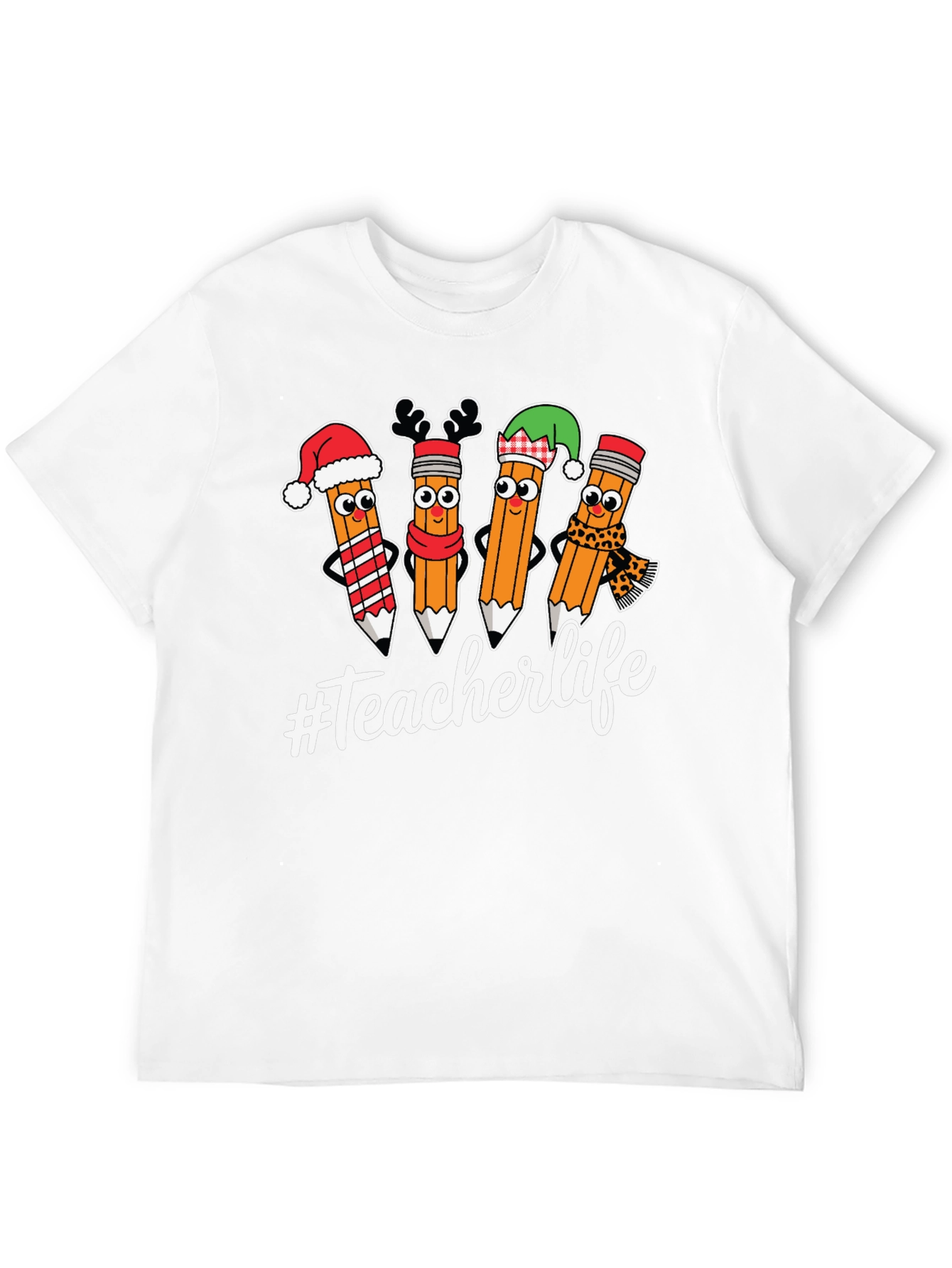 Teacherlife Holiday Pencils Graphic T-Shirt