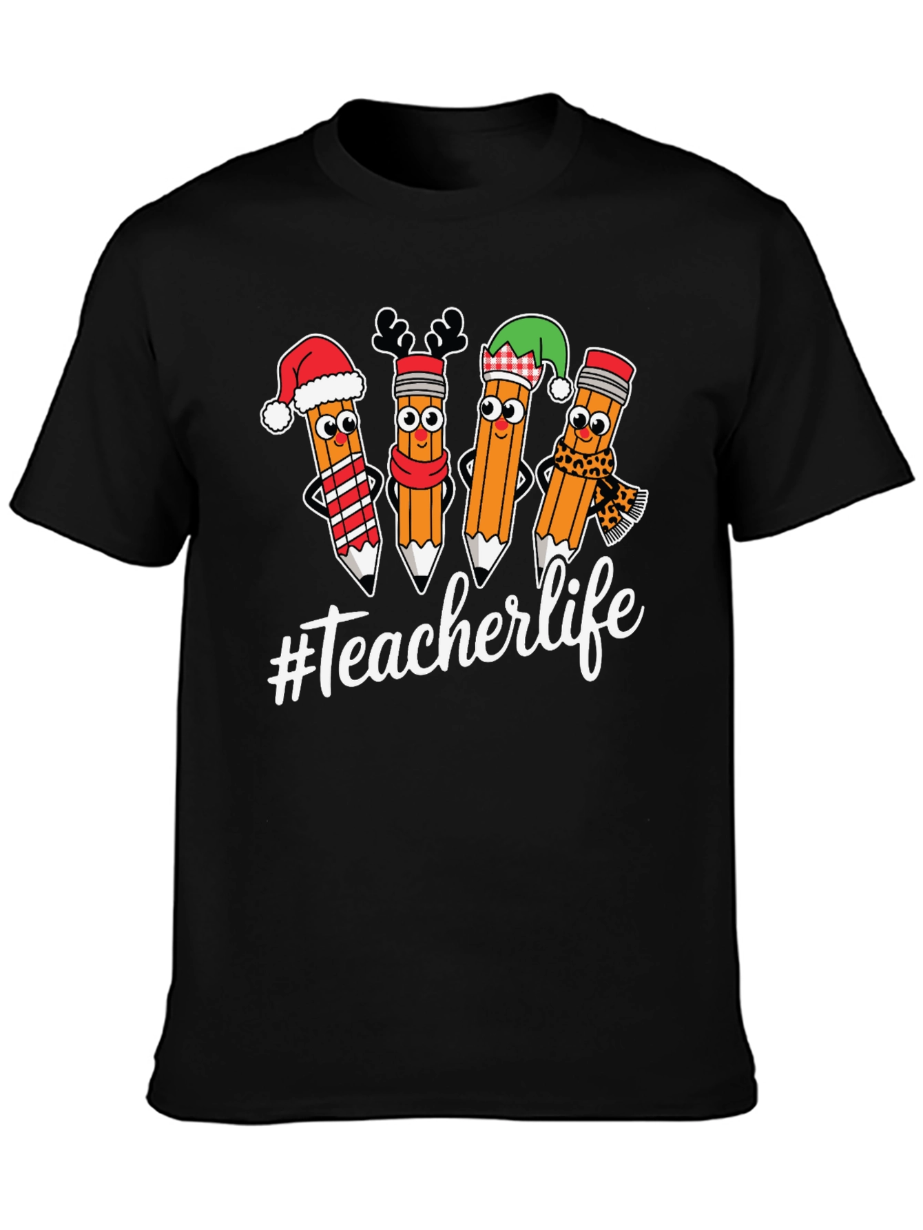 Teacherlife Holiday Pencils Graphic T-Shirt