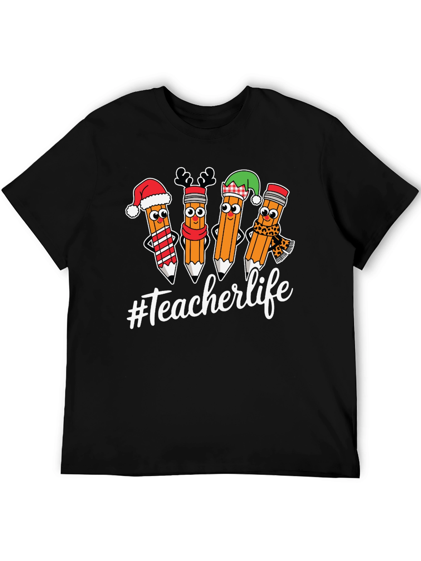 Teacherlife Holiday Pencils Graphic T-Shirt